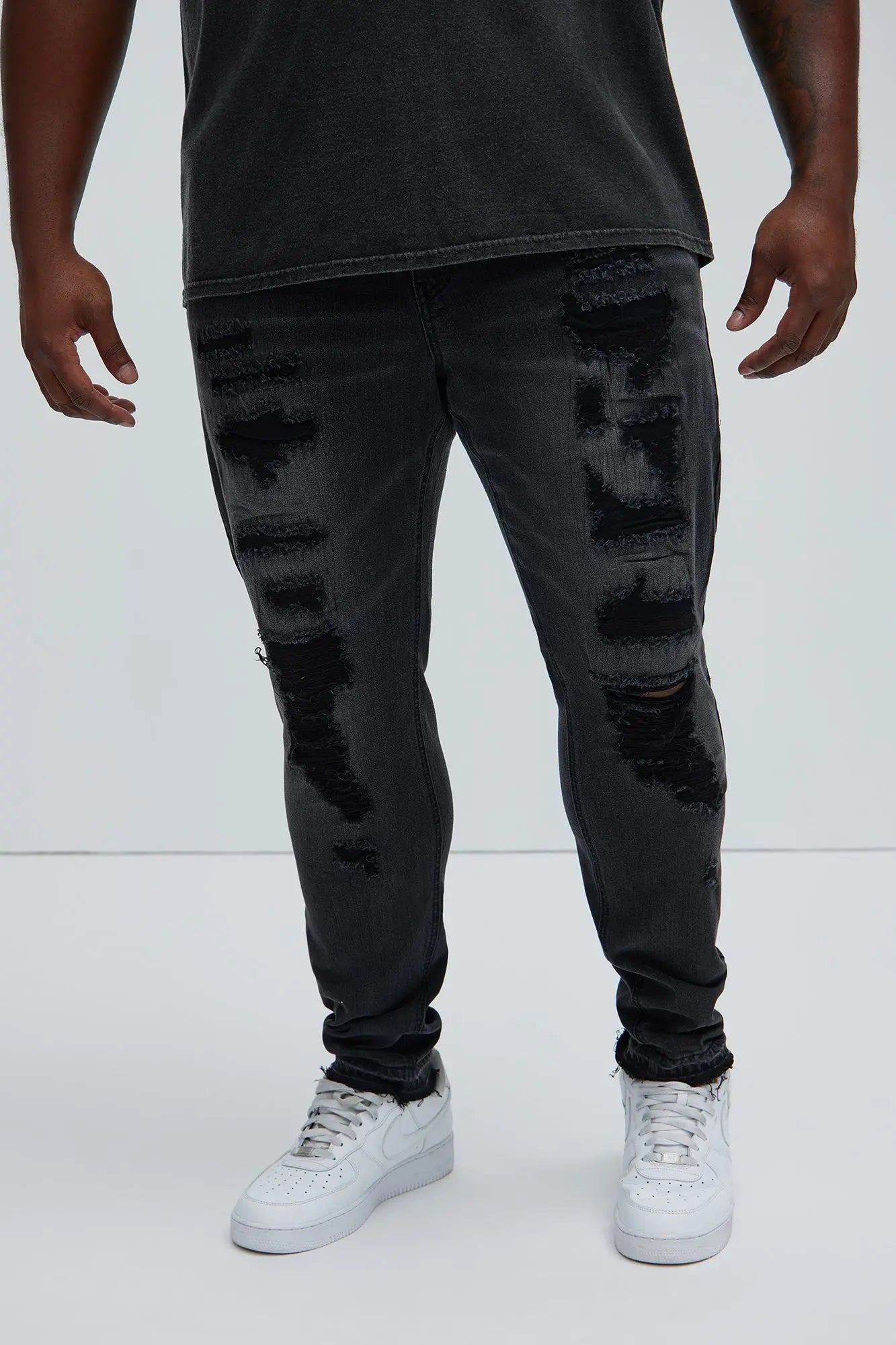 Keeping It Real Stacked Skinny Jeans - Black Wash Fashion Nova