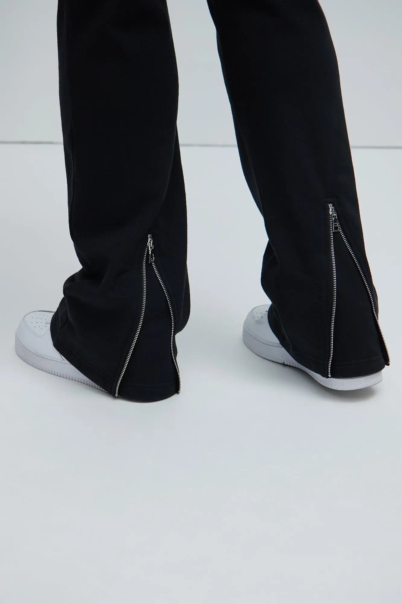 Tyson Back Zipper Skinny Flared Sweatpants - Black Fashion Nova