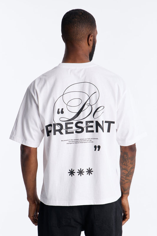 Be Present Boxy Short Sleeve Tee - White Fashion Nova