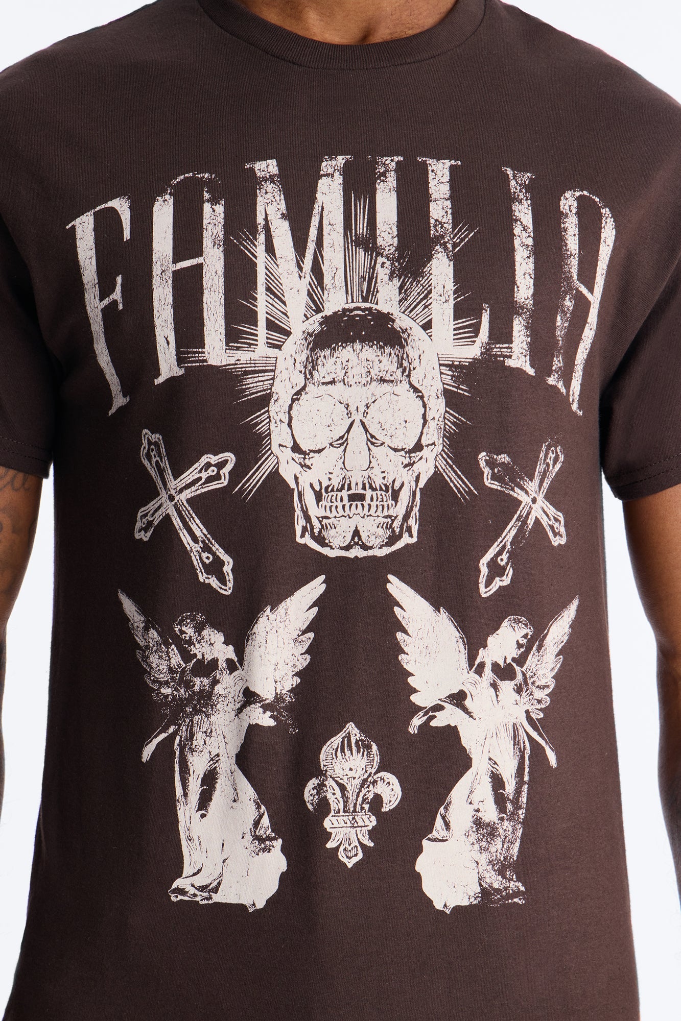 La Familia Angels Short Sleeve Tee - Brown Fashion Nova