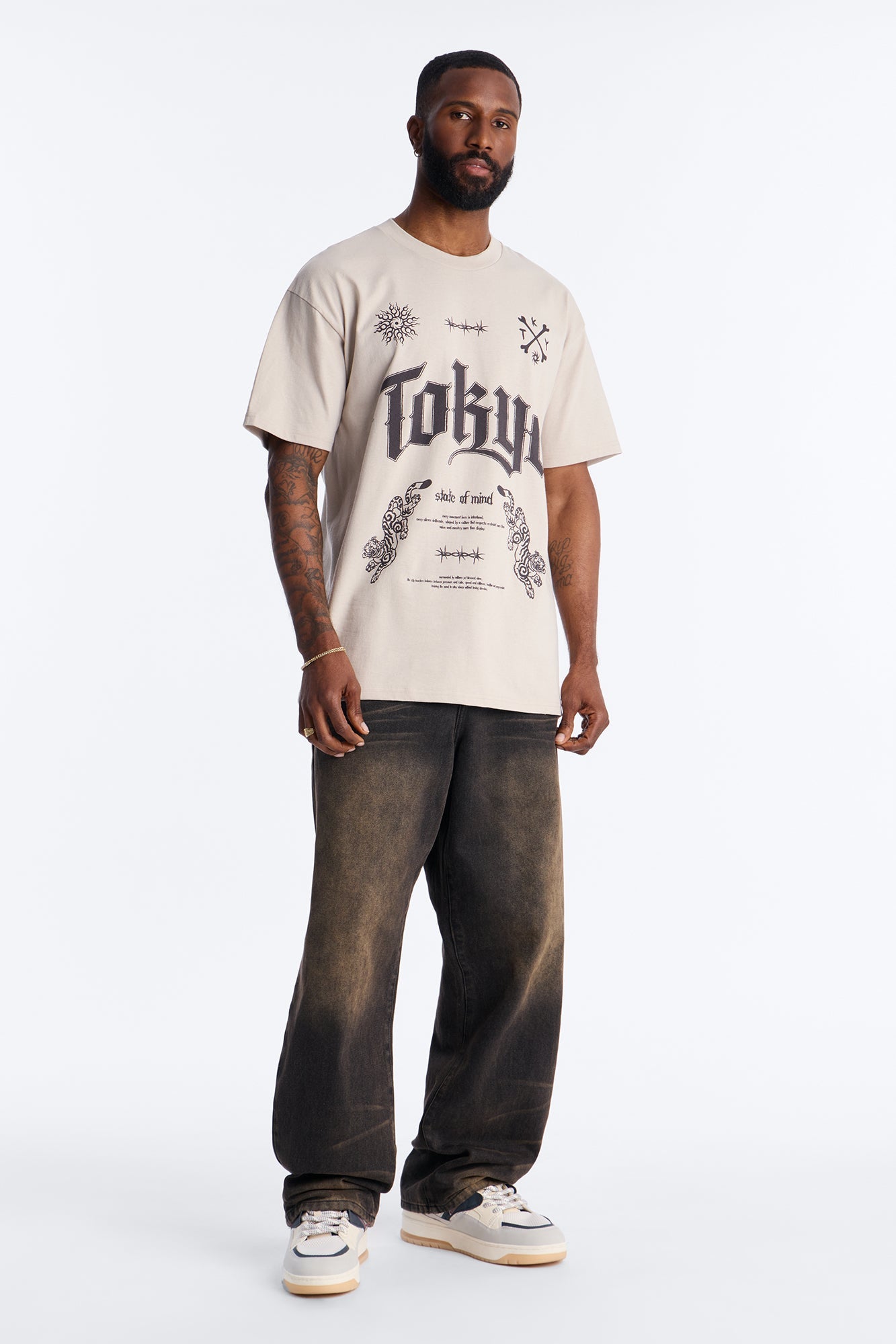 Tokyo State Of Mind Oversized Short Sleeve Tee - Grey Fashion Nova