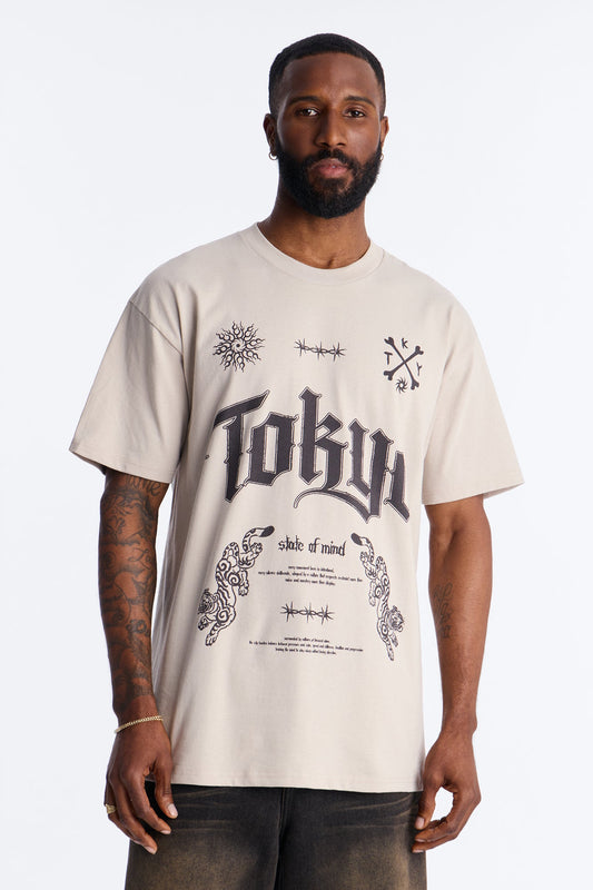 Tokyo State Of Mind Oversized Short Sleeve Tee - Grey Fashion Nova
