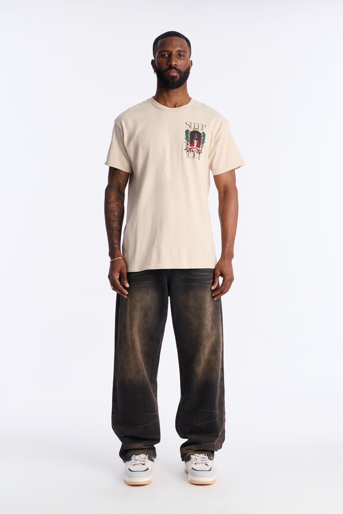 Sleep Token Rose Short Sleeve Tee - Cream Fashion Nova