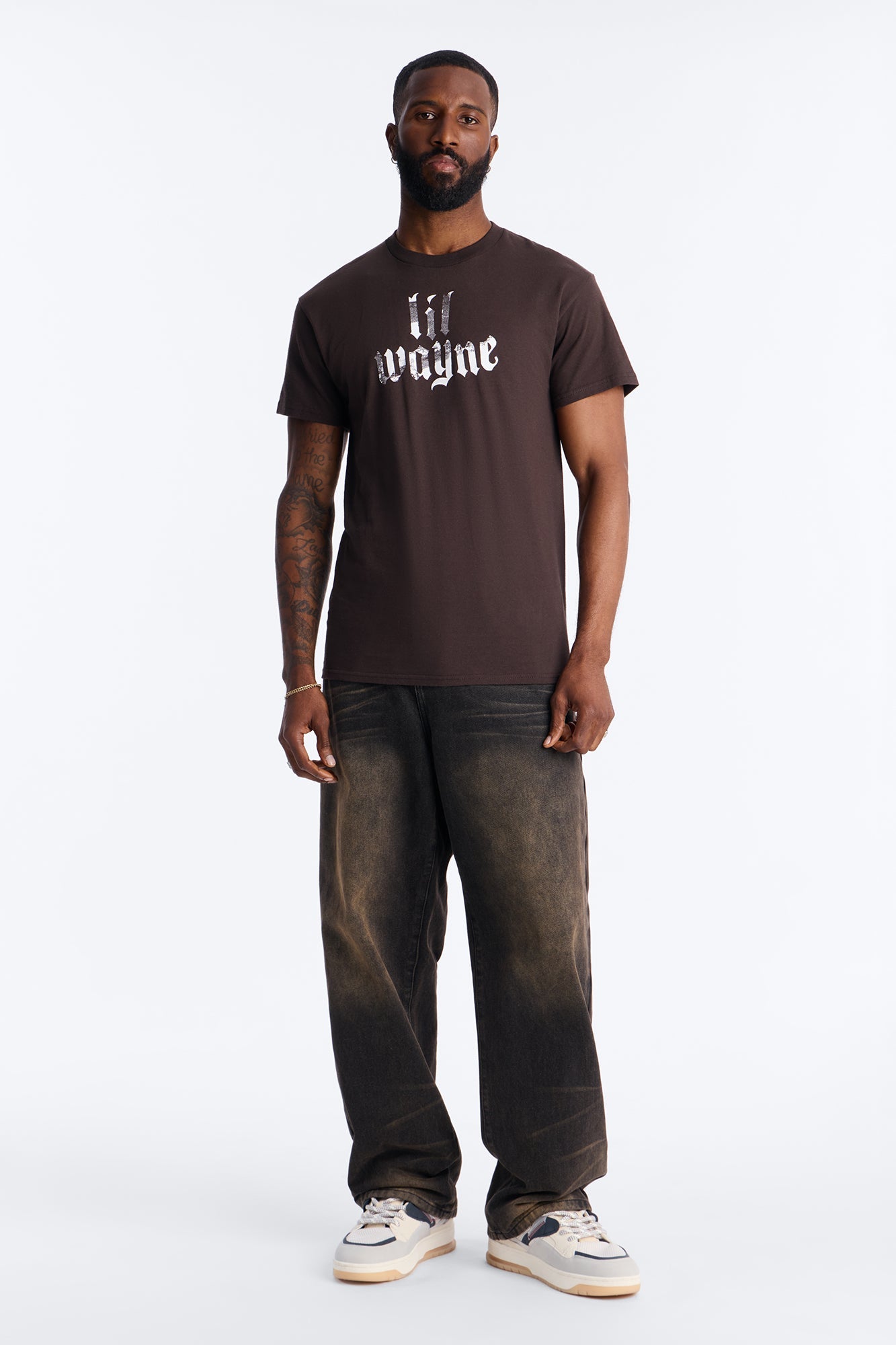 Lil Wayne Flames Graphic Short Sleeve Tee - Brown Fashion Nova