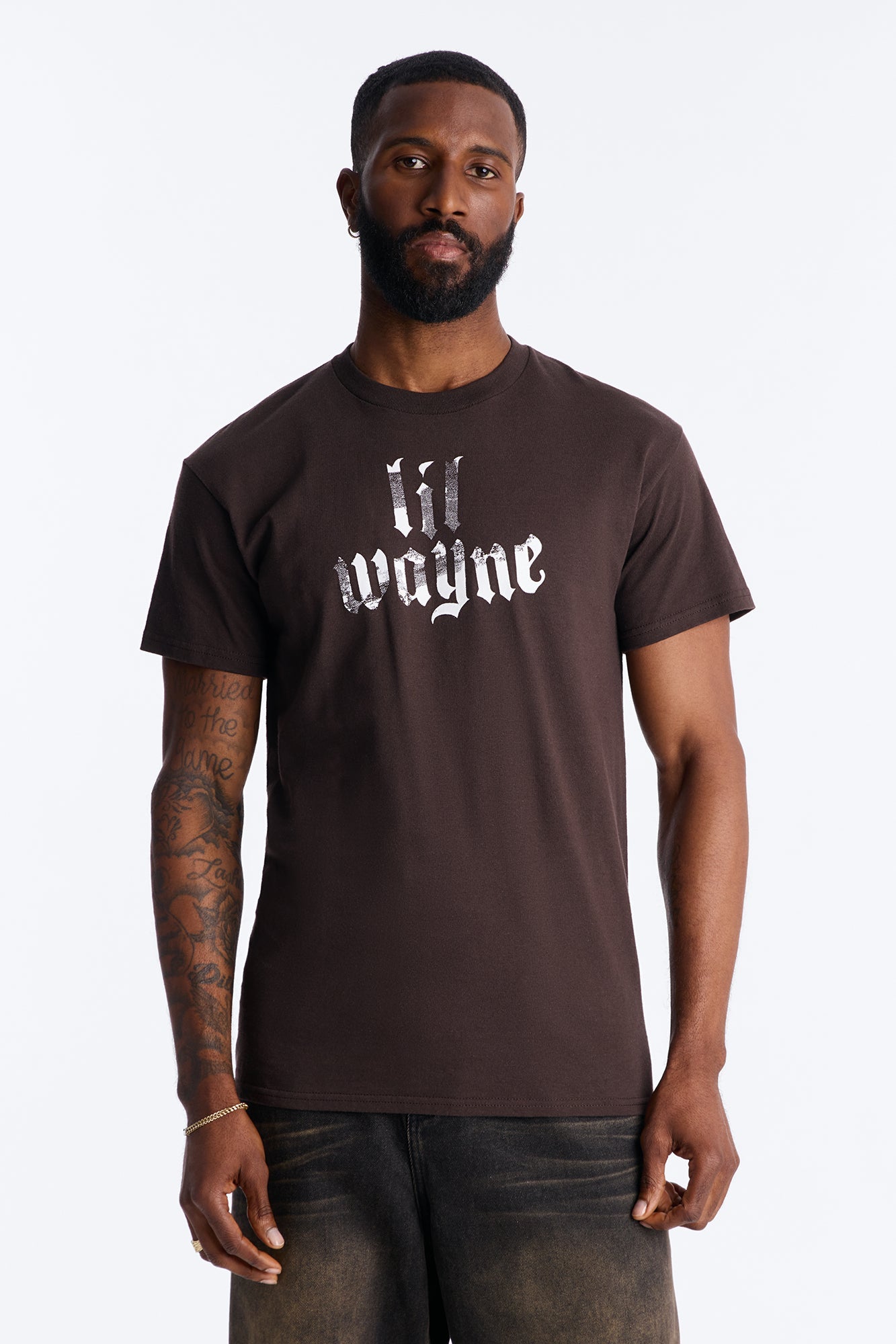 Lil Wayne Flames Graphic Short Sleeve Tee - Brown Fashion Nova