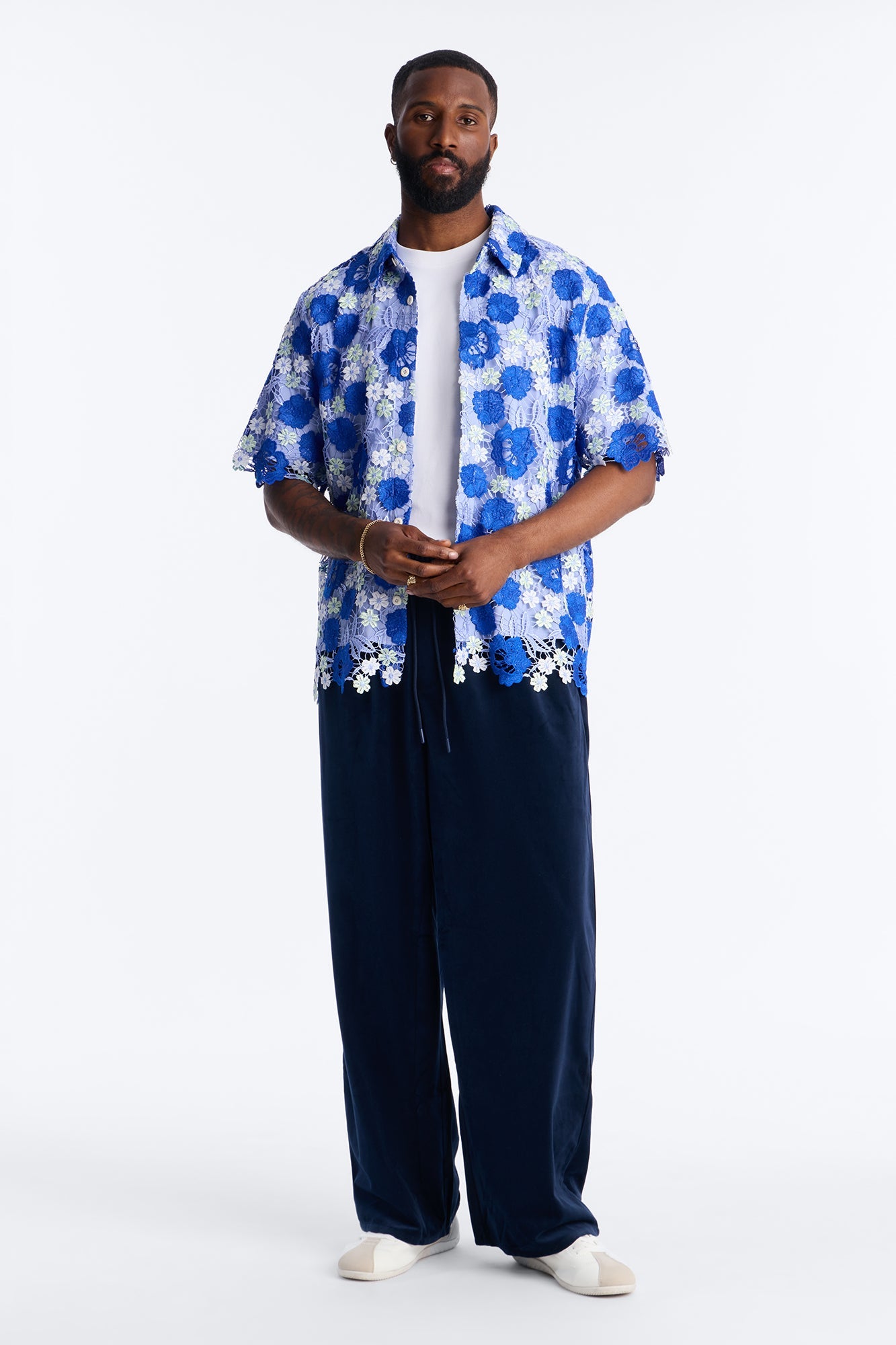 Relaxed Paradise Field Button Up Shirt - Blue Fashion Nova