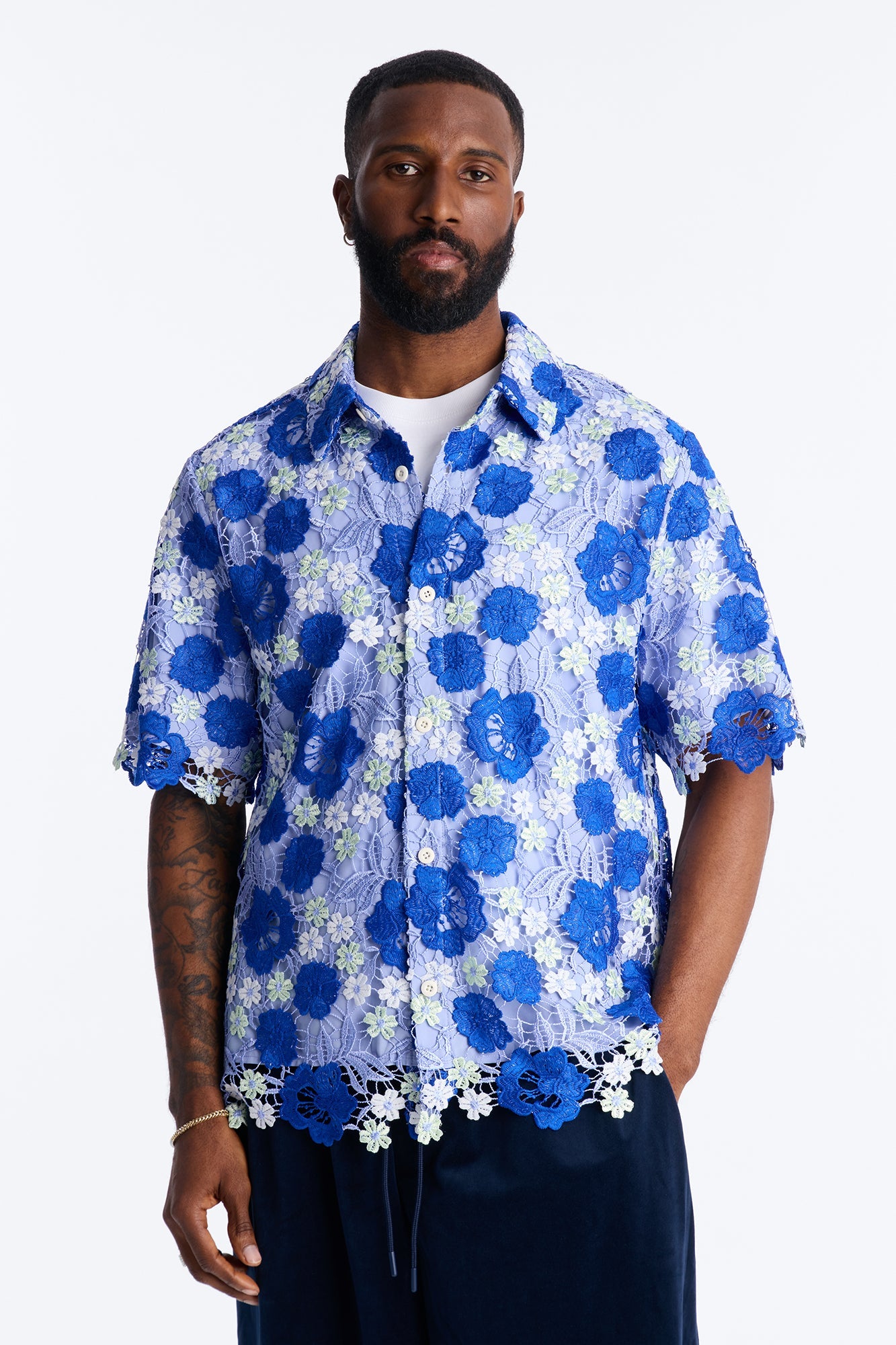 Relaxed Paradise Field Button Up Shirt - Blue Fashion Nova
