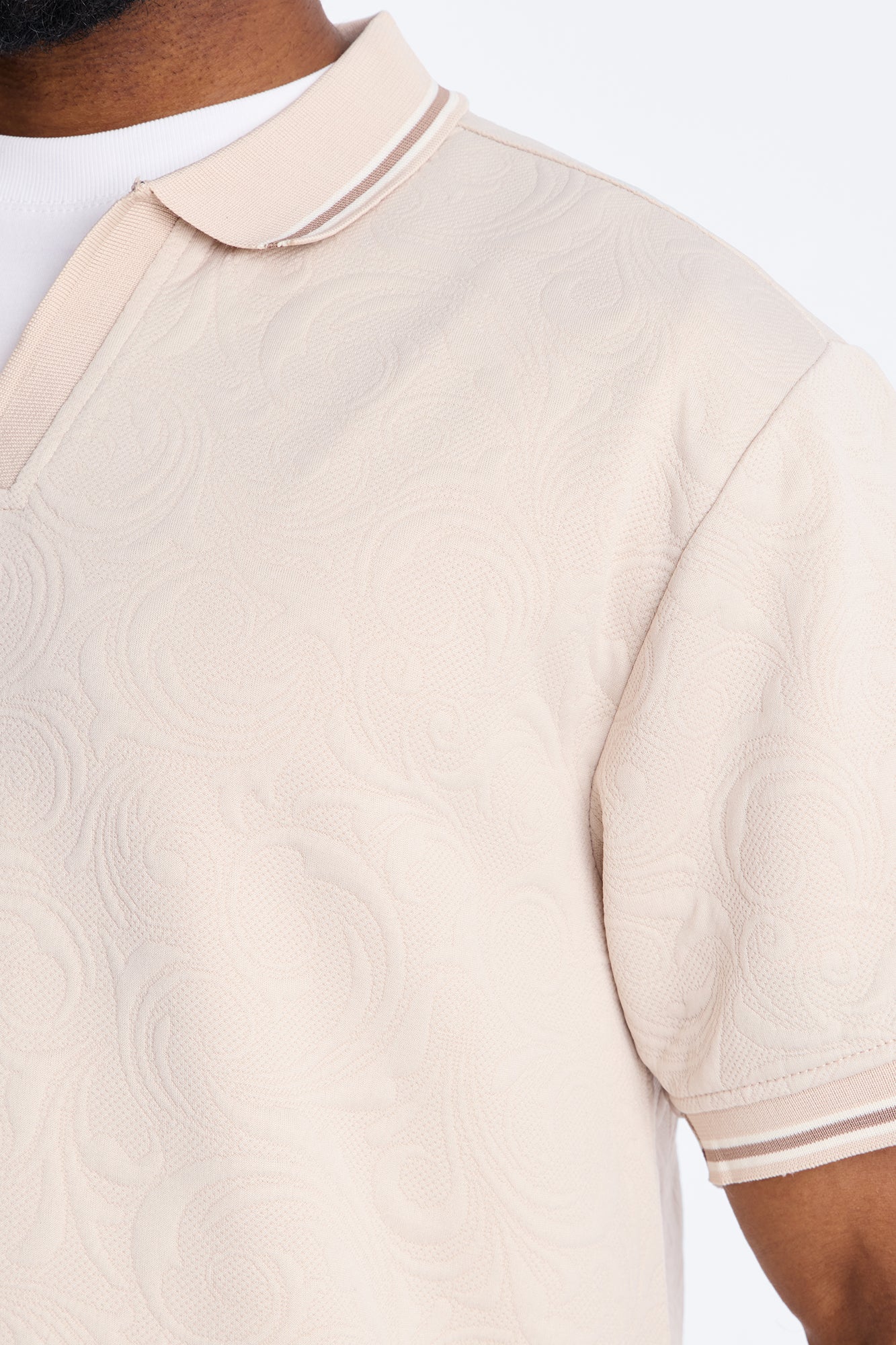 Saints Floral Johnny Collar Polo - Oatmeal Fashion Nova