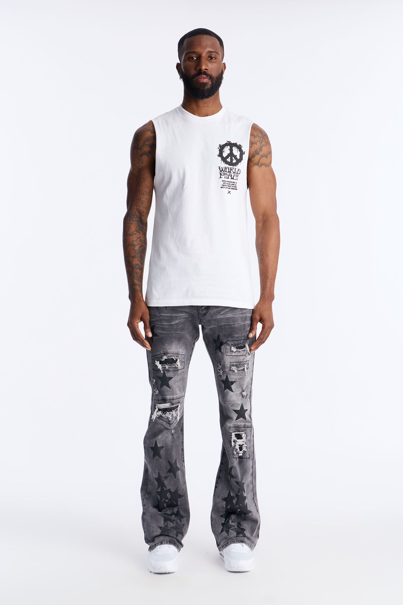 World Peace Muscle Tee - White Fashion Nova