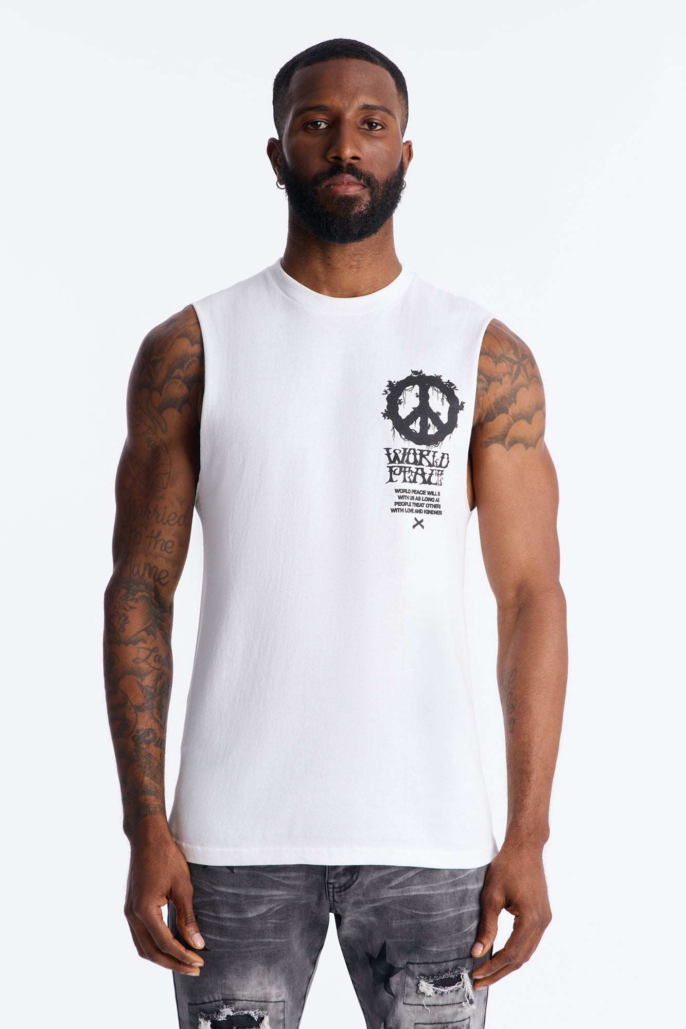 World Peace Muscle Tee - White Fashion Nova