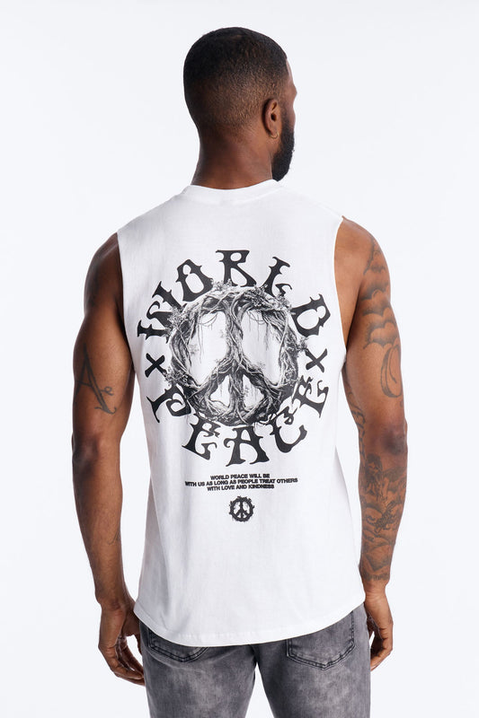 World Peace Muscle Tee - White Fashion Nova