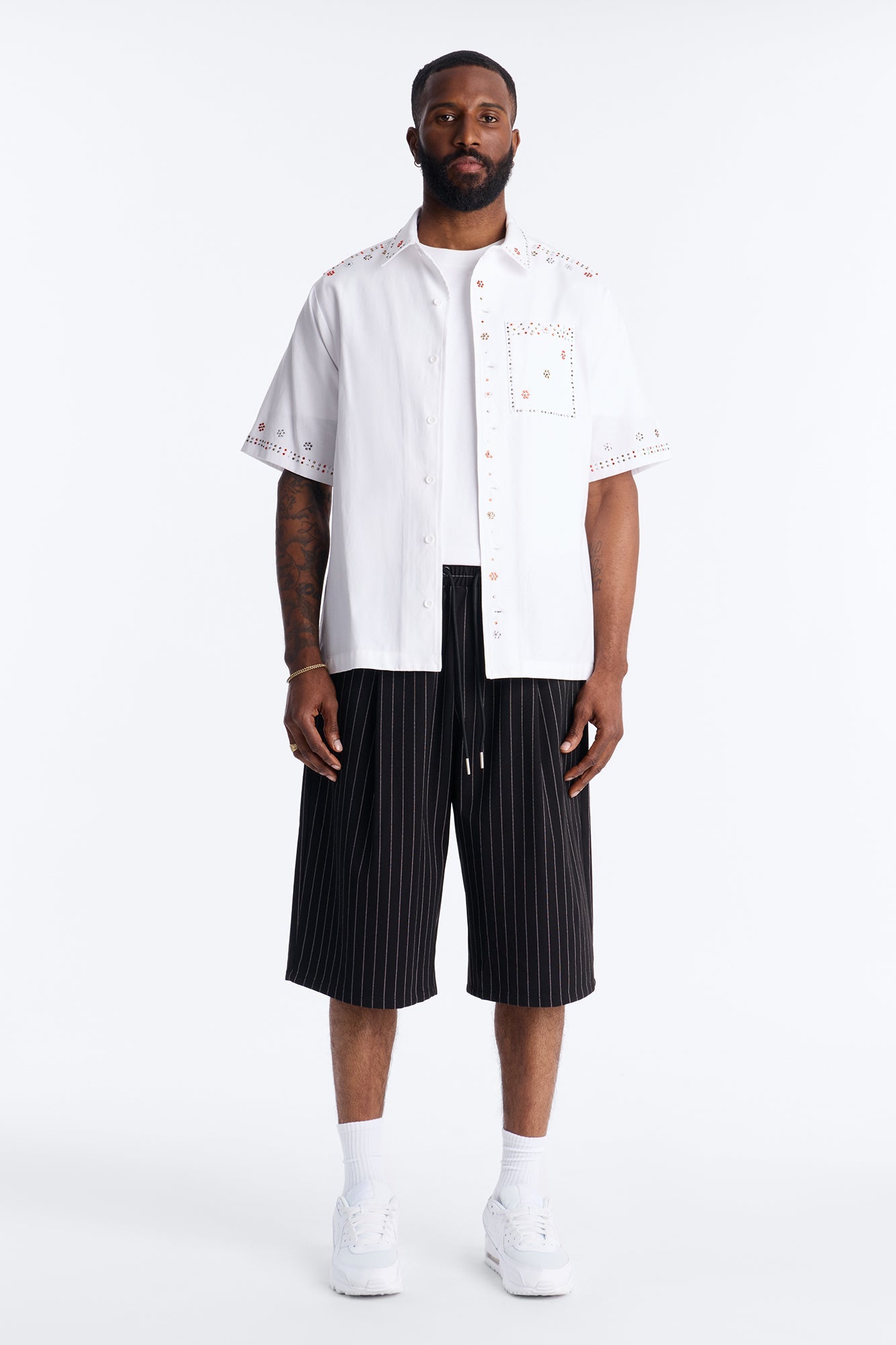 Baggy Straight Striped Soho Refined Short - Black Fashion Nova