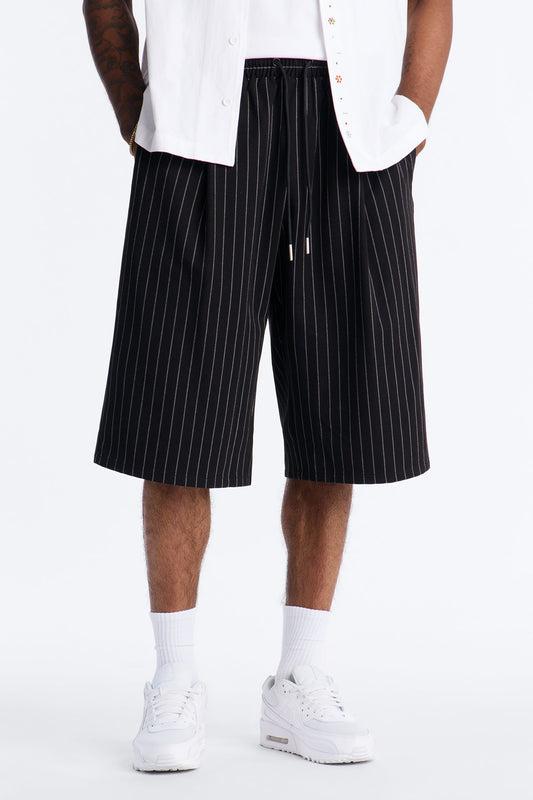 Baggy Straight Striped Soho Refined Short - Black Fashion Nova
