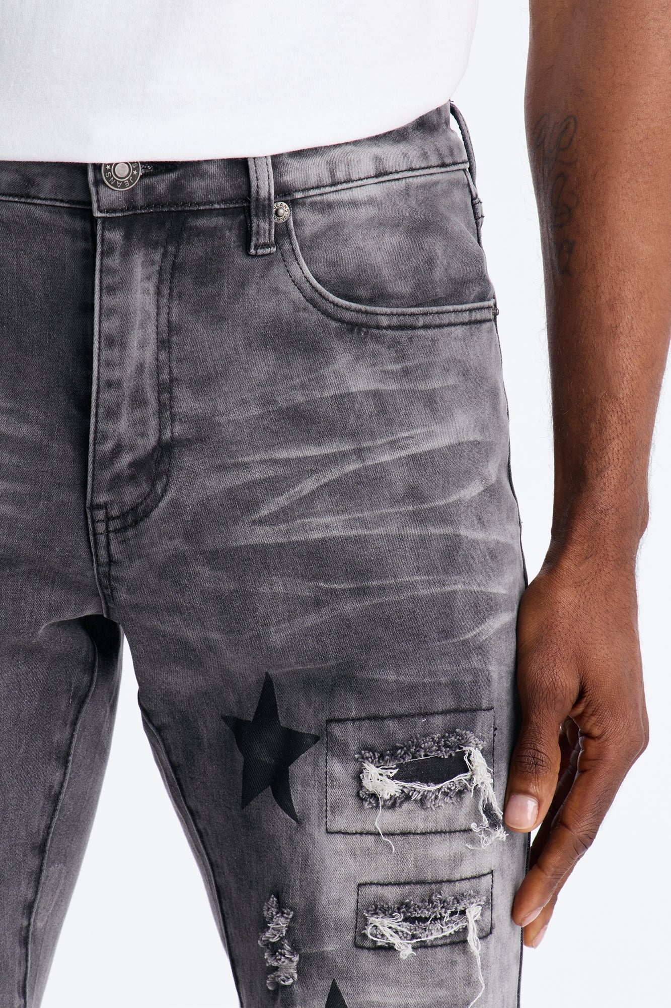 Stacked Skinny Flare Cosmo Jean - Black Wash Fashion Nova