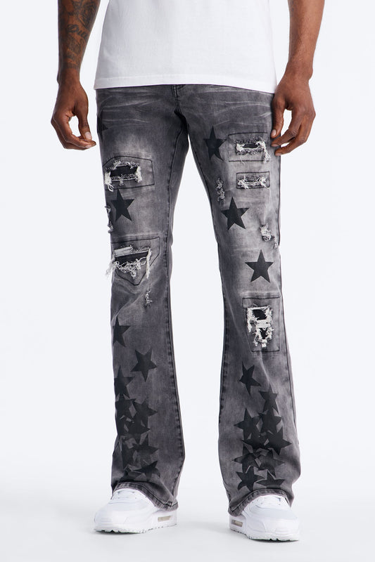 Stacked Skinny Flare Cosmo Jean - Black Wash Fashion Nova