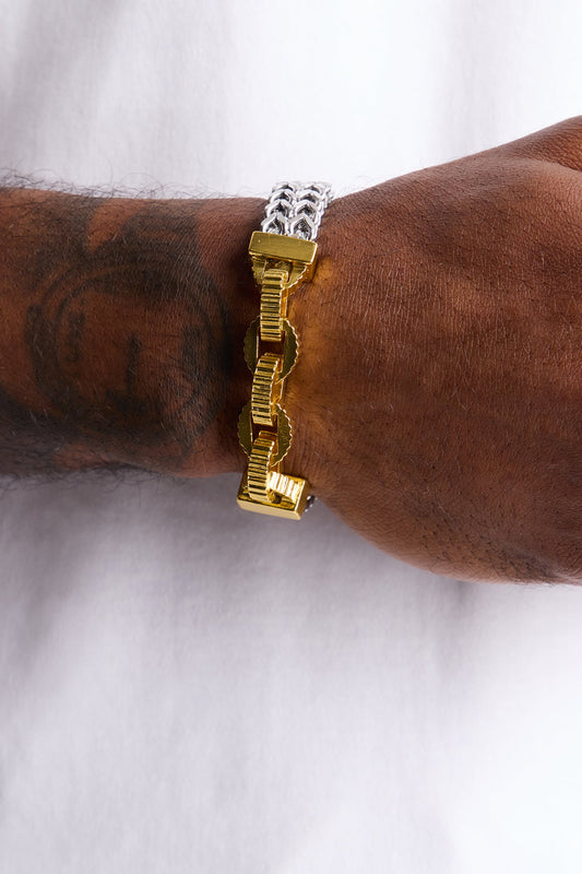 Two Tone Chain Link Bracelet - Silver/Combo Fashion Nova