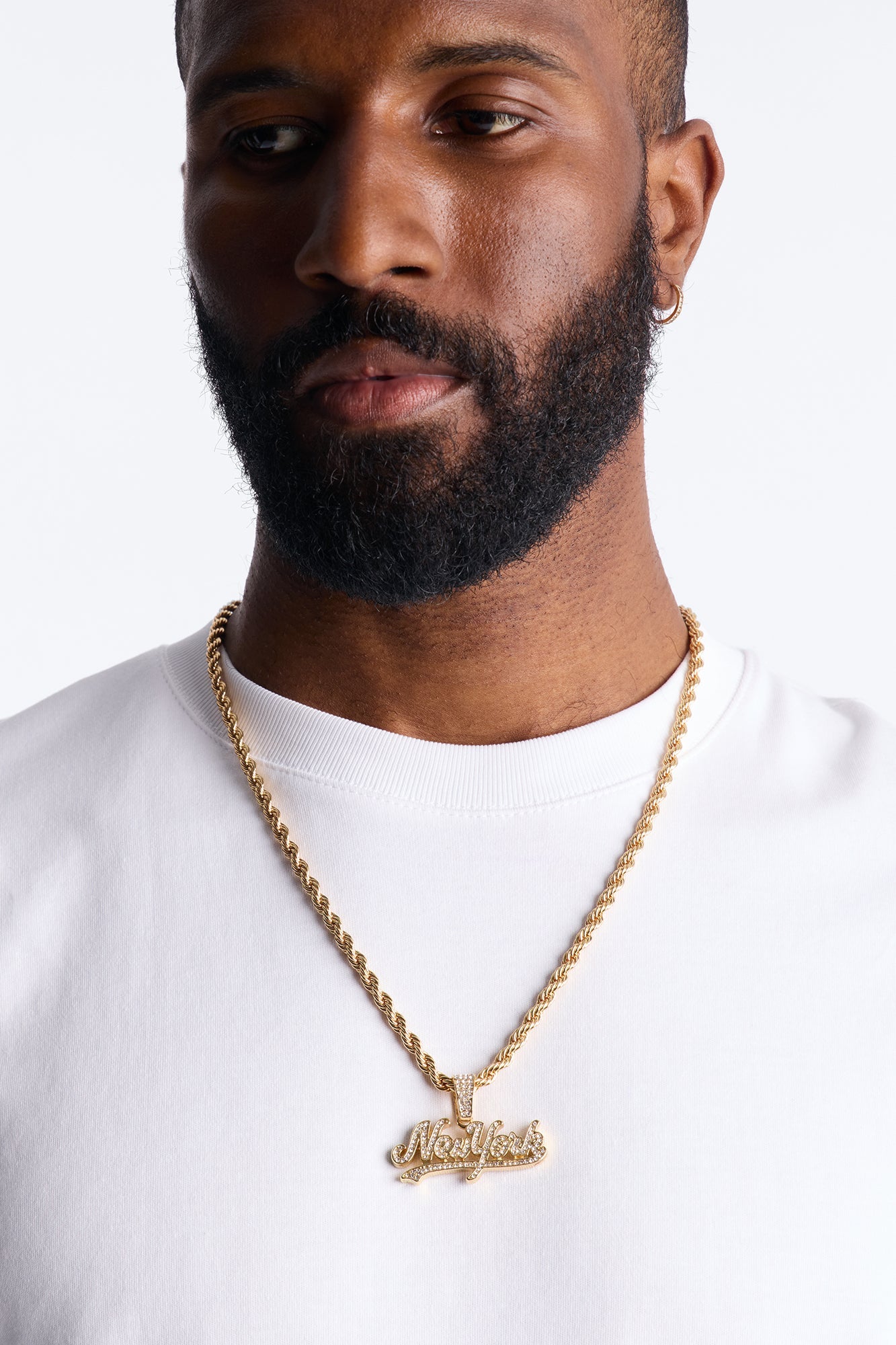 New York Iced Pendant Necklace - Gold Fashion Nova