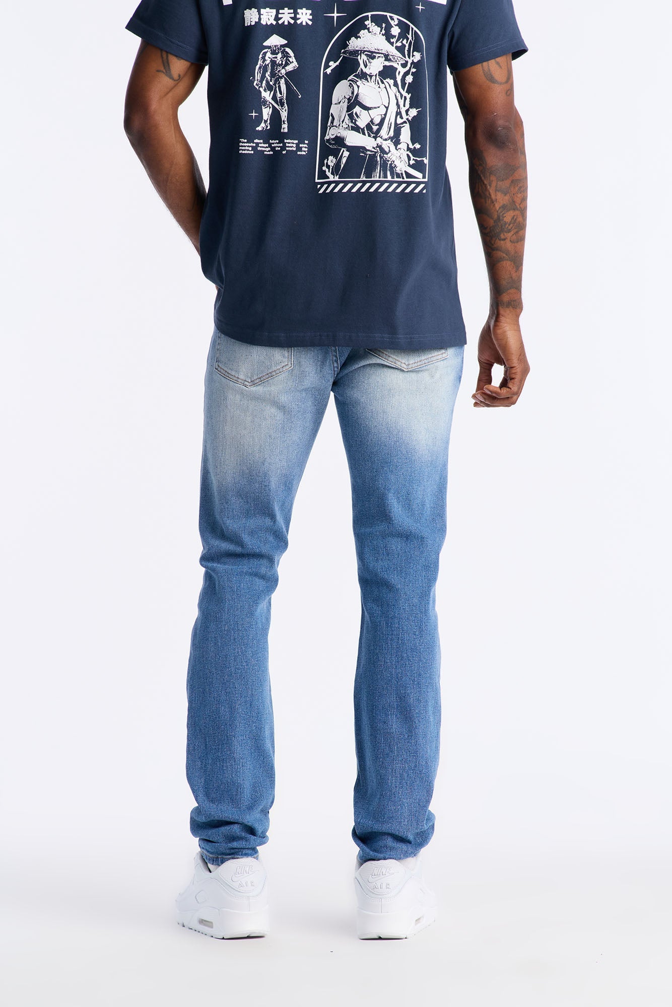 Essential Destroyed Skinny Stretch Jean - Medium Blue Wash Fashion Nova