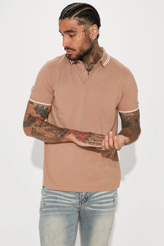 Wilson Short Sleeve Polo - Khaki Fashion Nova