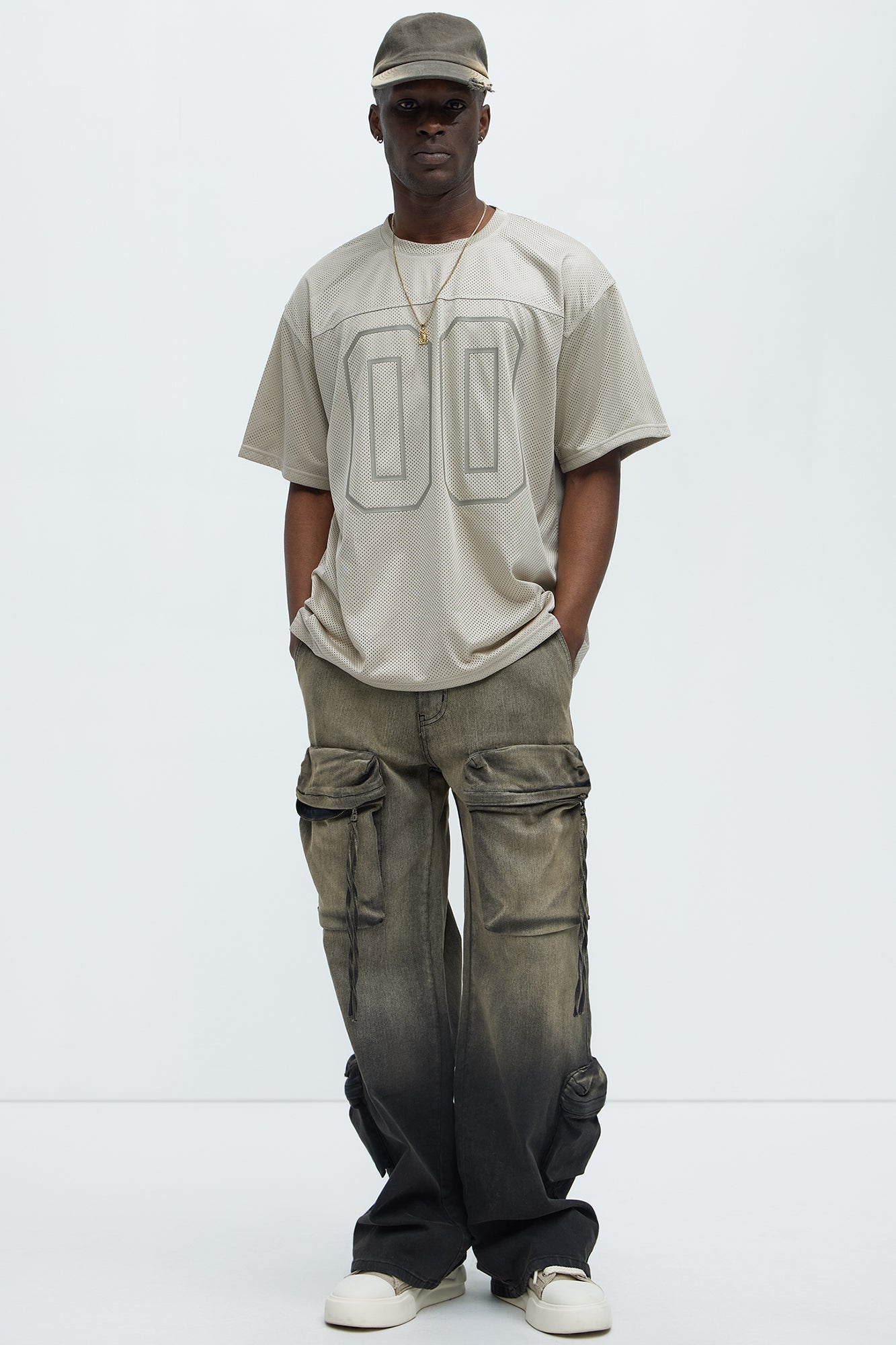 Mesh Boxy Football Short Sleeve Tee - Sand Fashion Nova