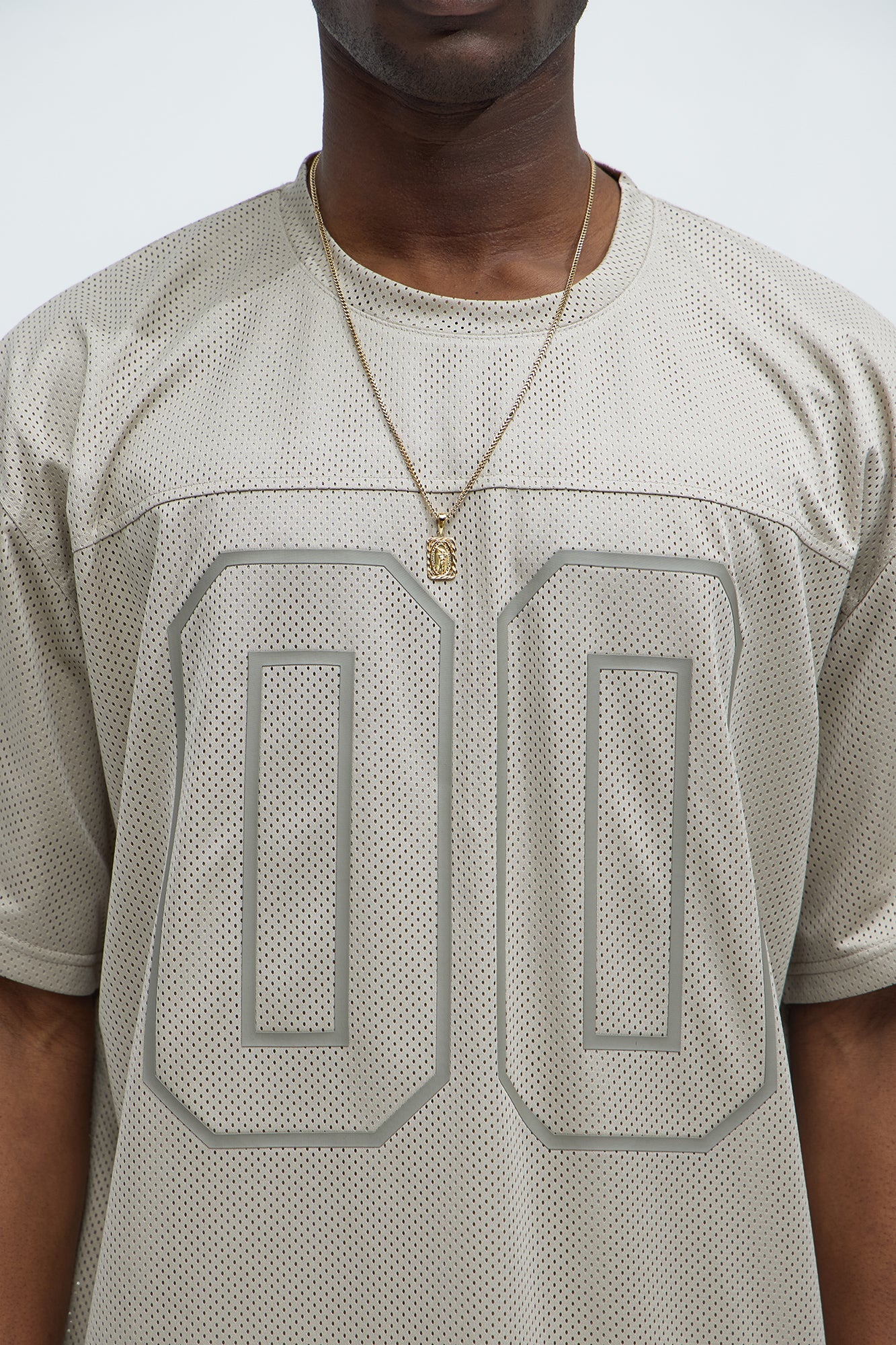 Mesh Boxy Football Short Sleeve Tee - Sand Fashion Nova
