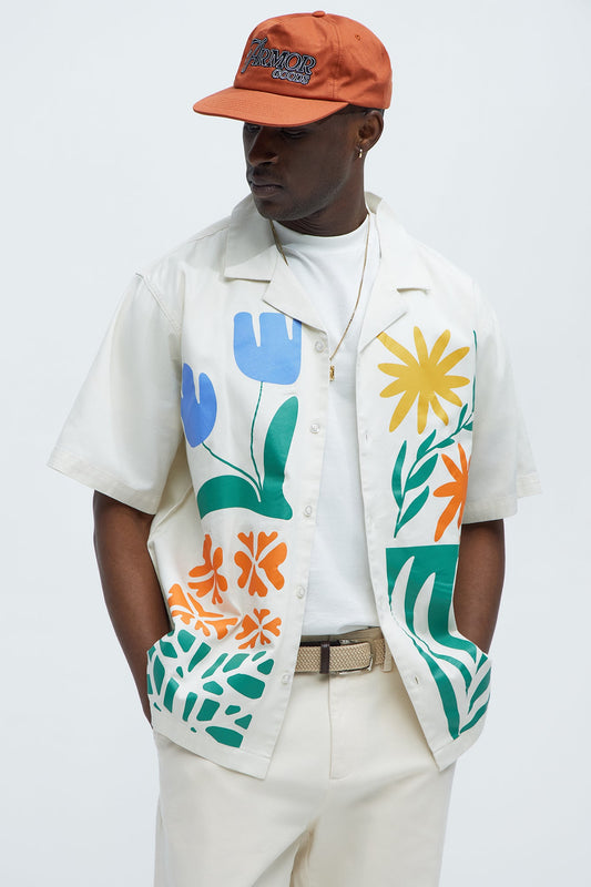 Embrace The Wild Cotton Blend Short Sleeve Button Up Shirt - White Fashion Nova