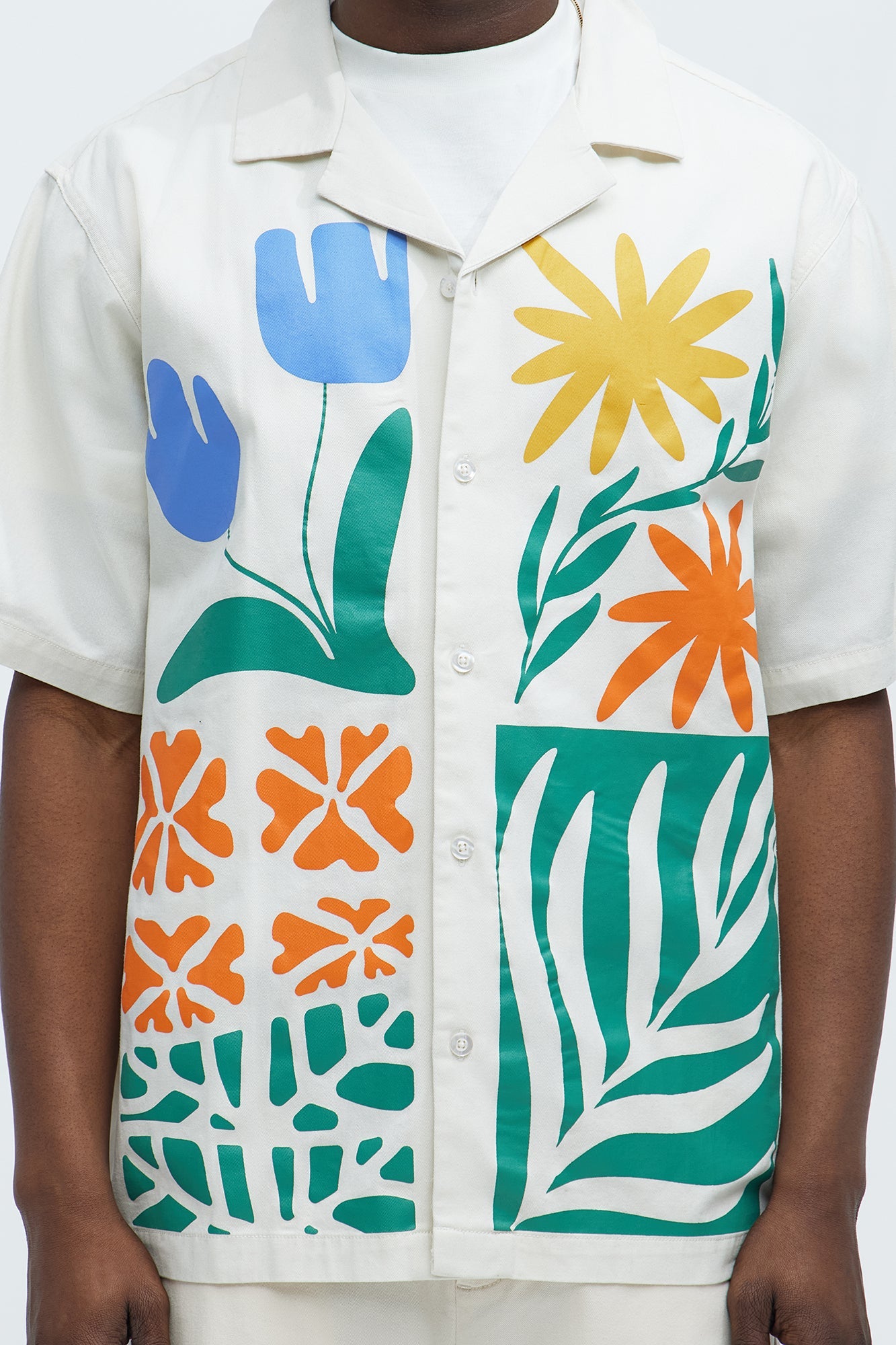 Embrace The Wild Cotton Blend Short Sleeve Button Up Shirt - White Fashion Nova