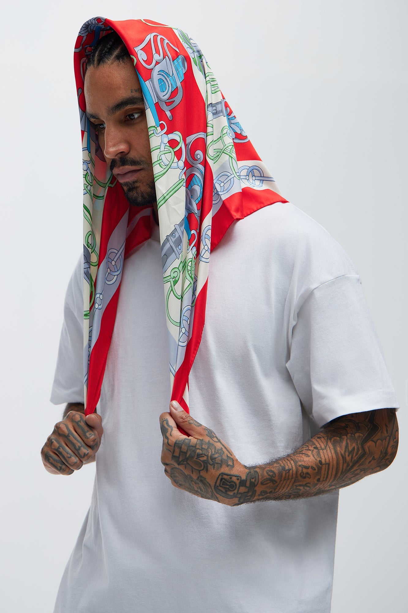 Double Edge Sword Bandana - Red/combo Fashion Nova