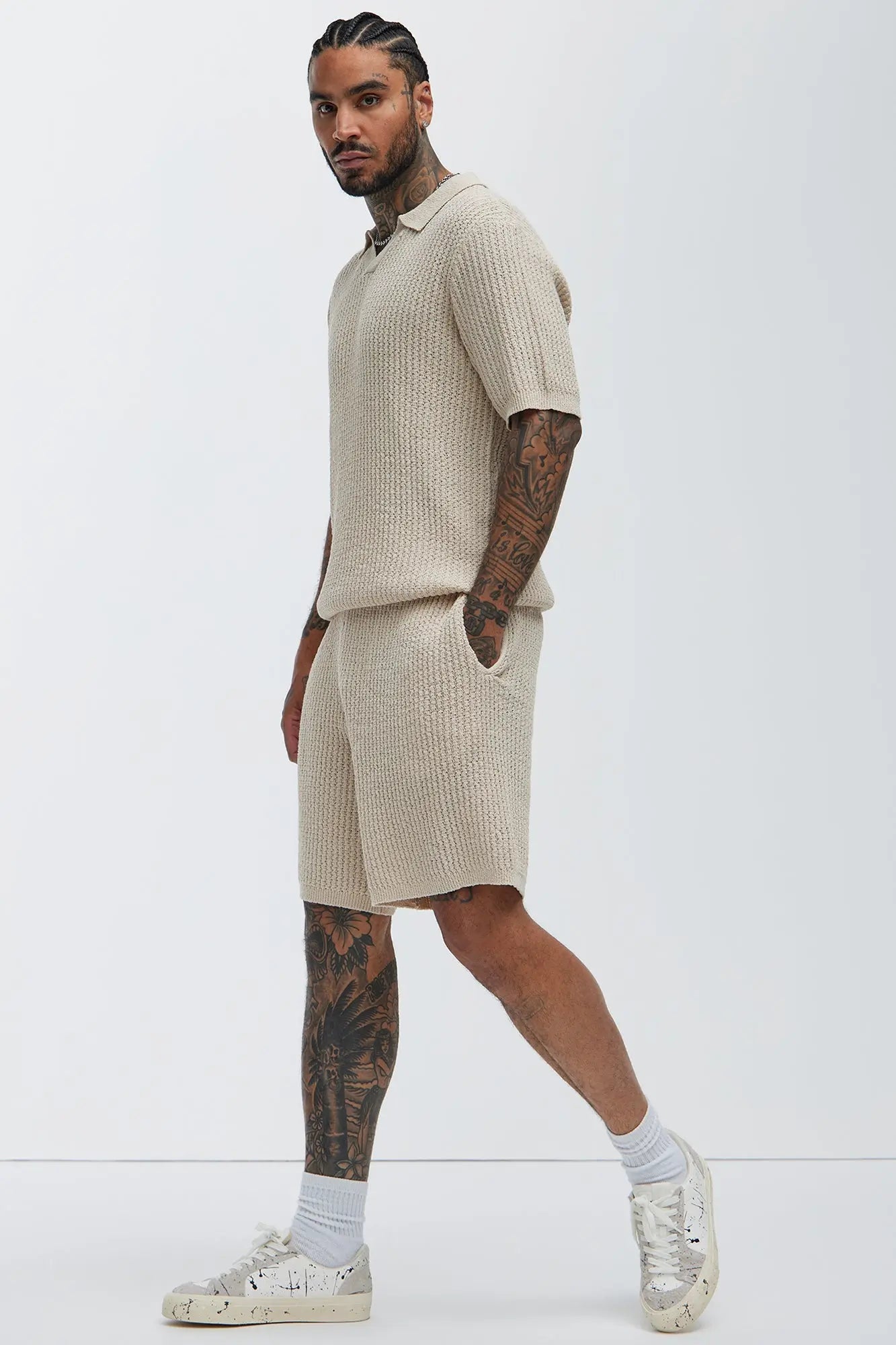 Brent Textured Shorts - Oatmeal Fashion Nova