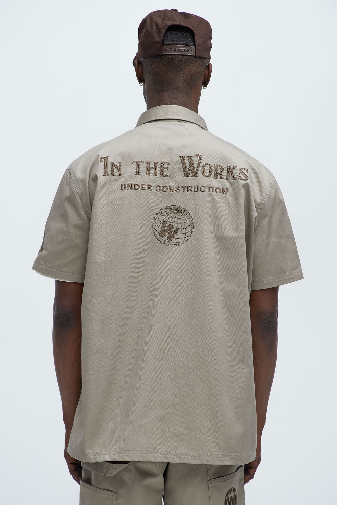 In The Works Short Sleeve Button Up Shirt - Stone Fashion Nova