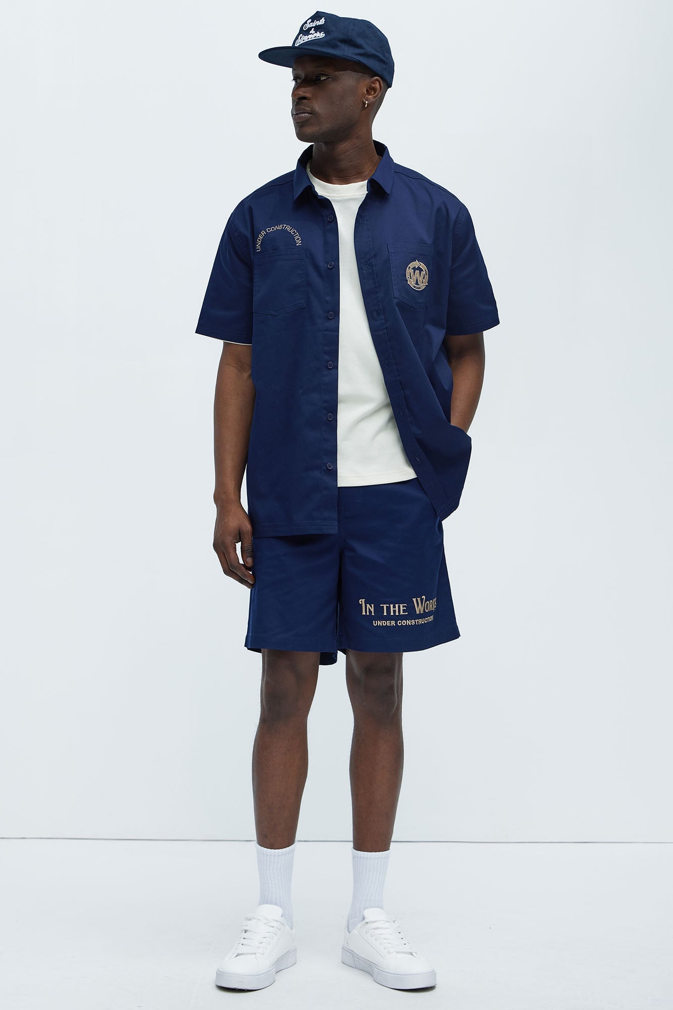 In The Works Short Sleeve Button Up Shirt - Navy Fashion Nova