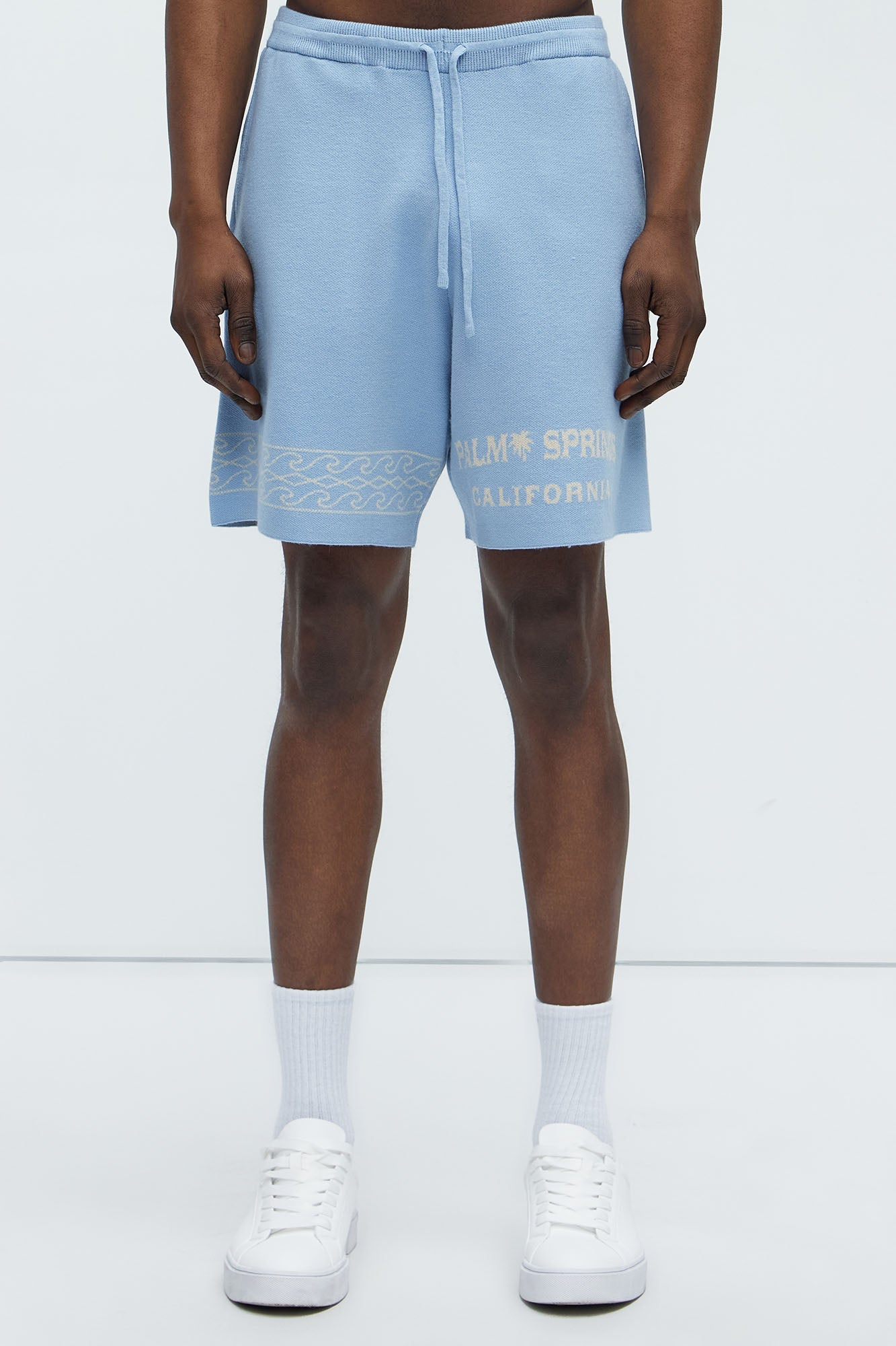 Palm Springs Knitted Relaxed Shorts - Blue/combo Fashion Nova