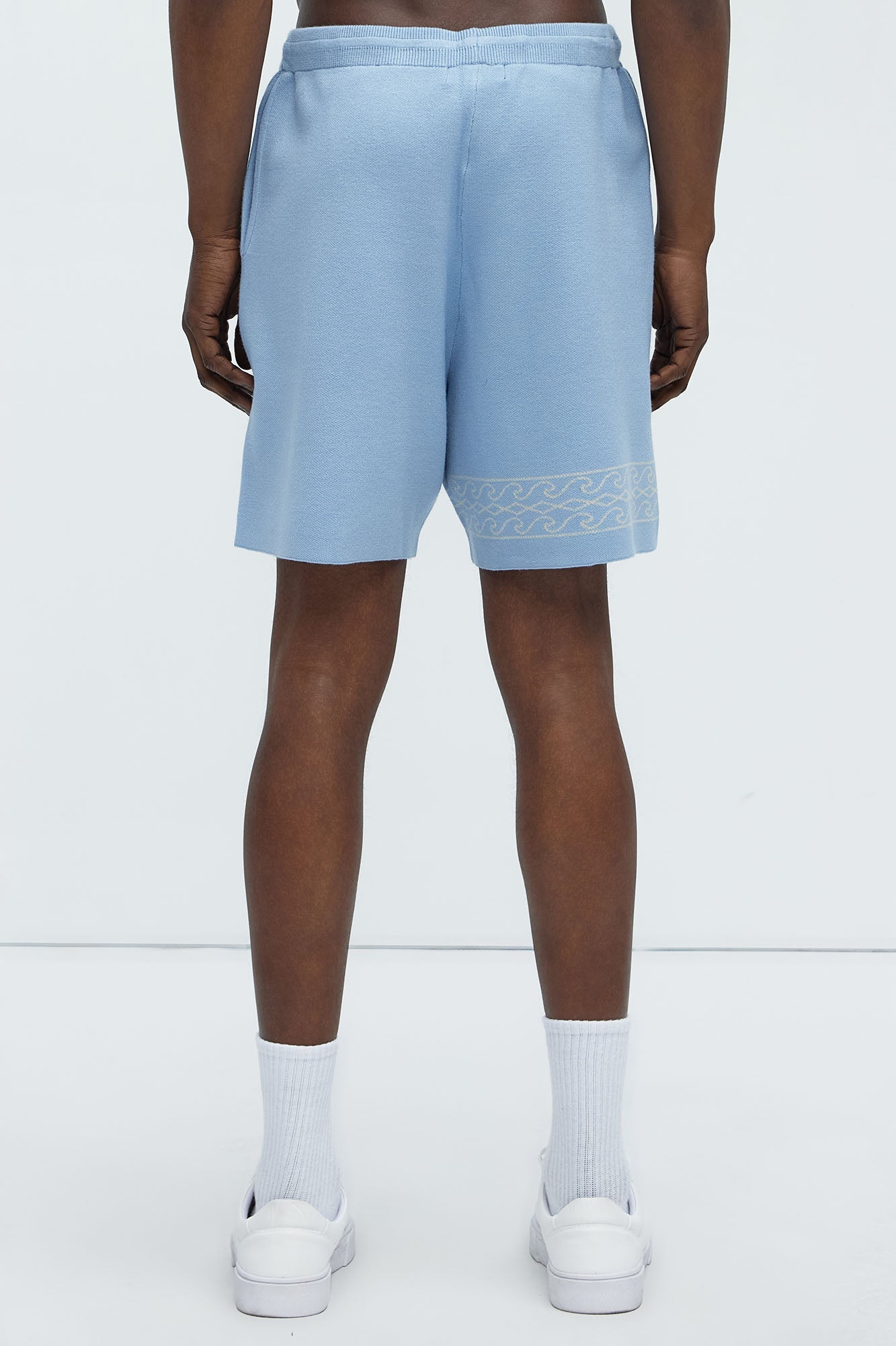 Palm Springs Knitted Relaxed Shorts - Blue/combo Fashion Nova