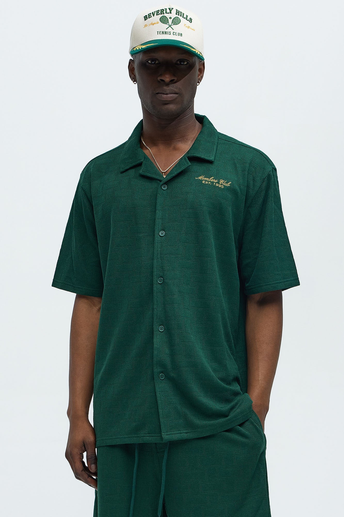 Vintage Short Sleeve Button Up Shirt - Hunter Green Fashion Nova