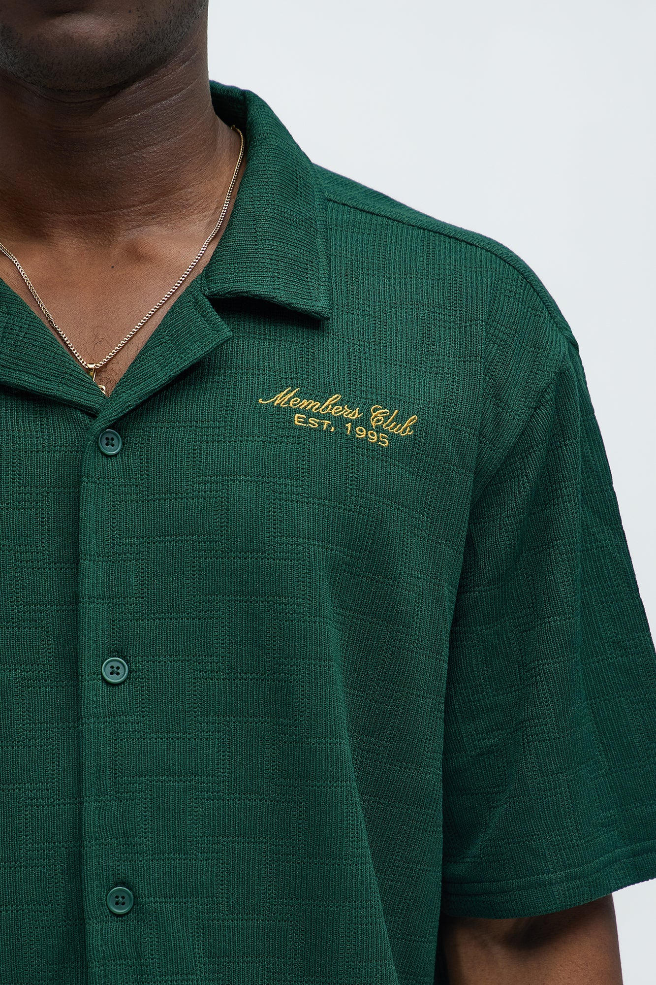 Vintage Short Sleeve Button Up Shirt - Hunter Green Fashion Nova