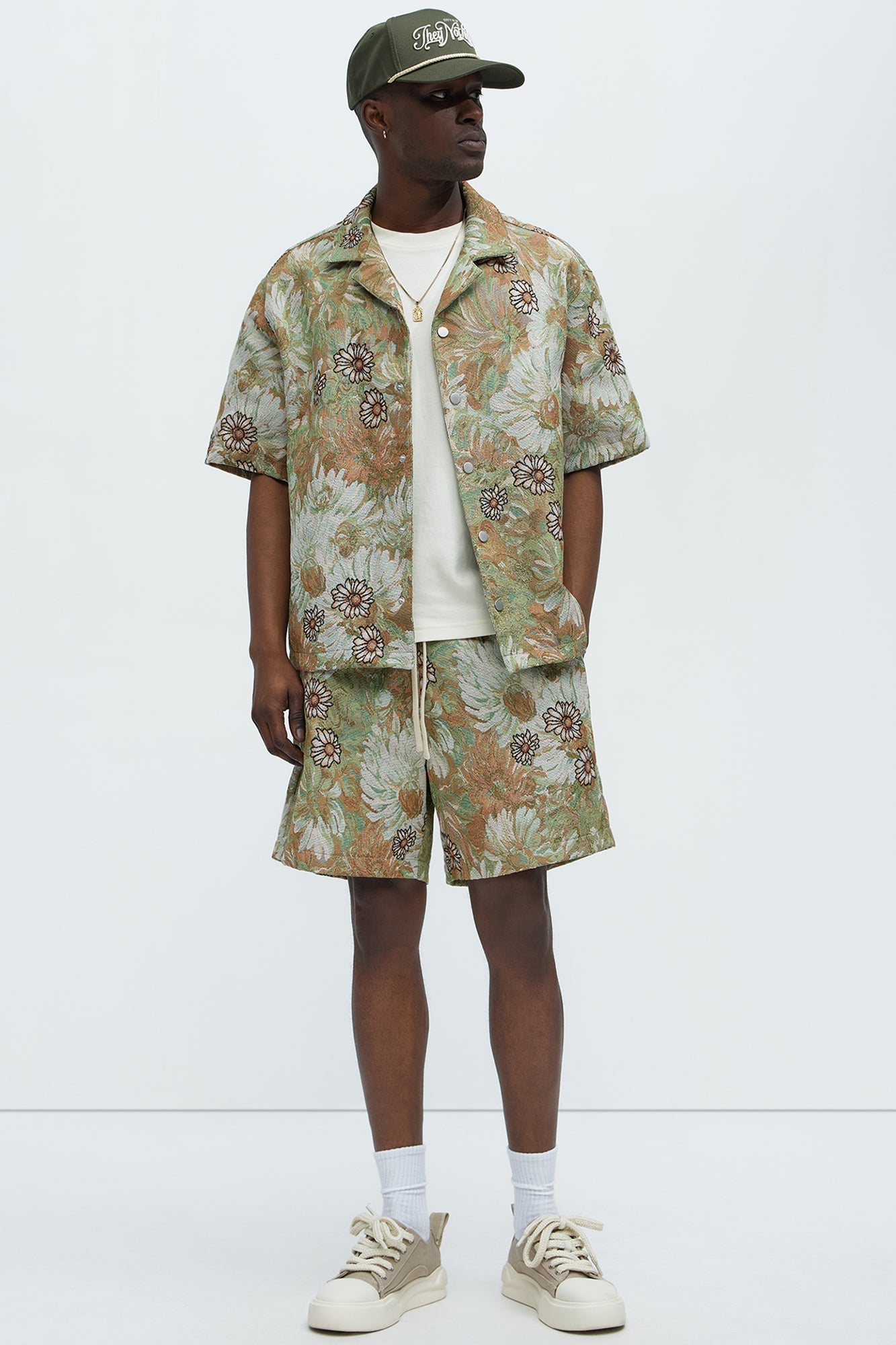 Judas Tapestry Cuban Collar Shirt - Green/combo Fashion Nova