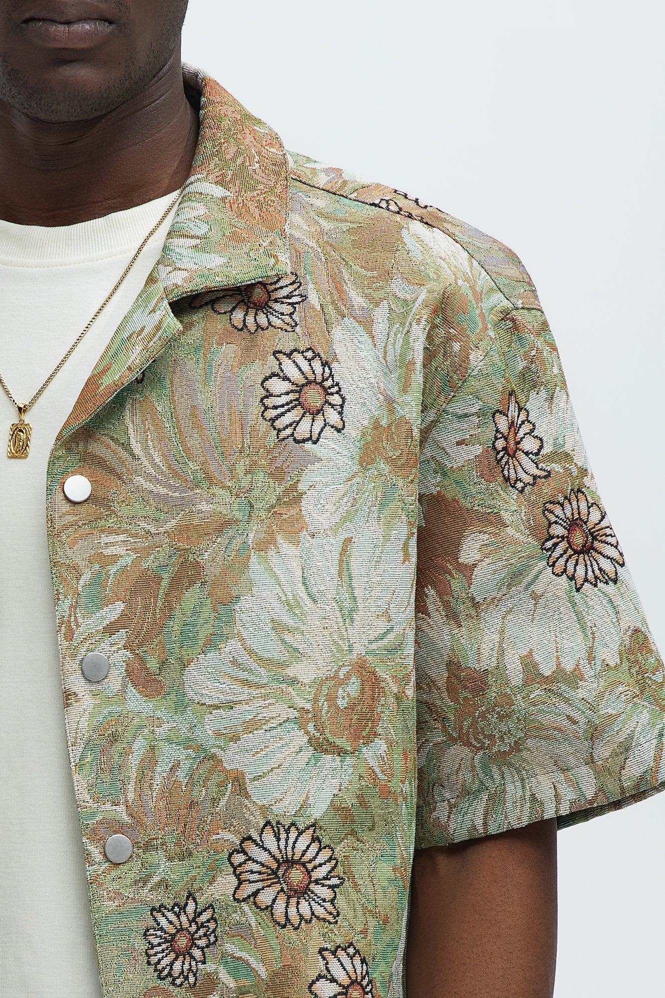 Judas Tapestry Cuban Collar Shirt - Green/combo Fashion Nova