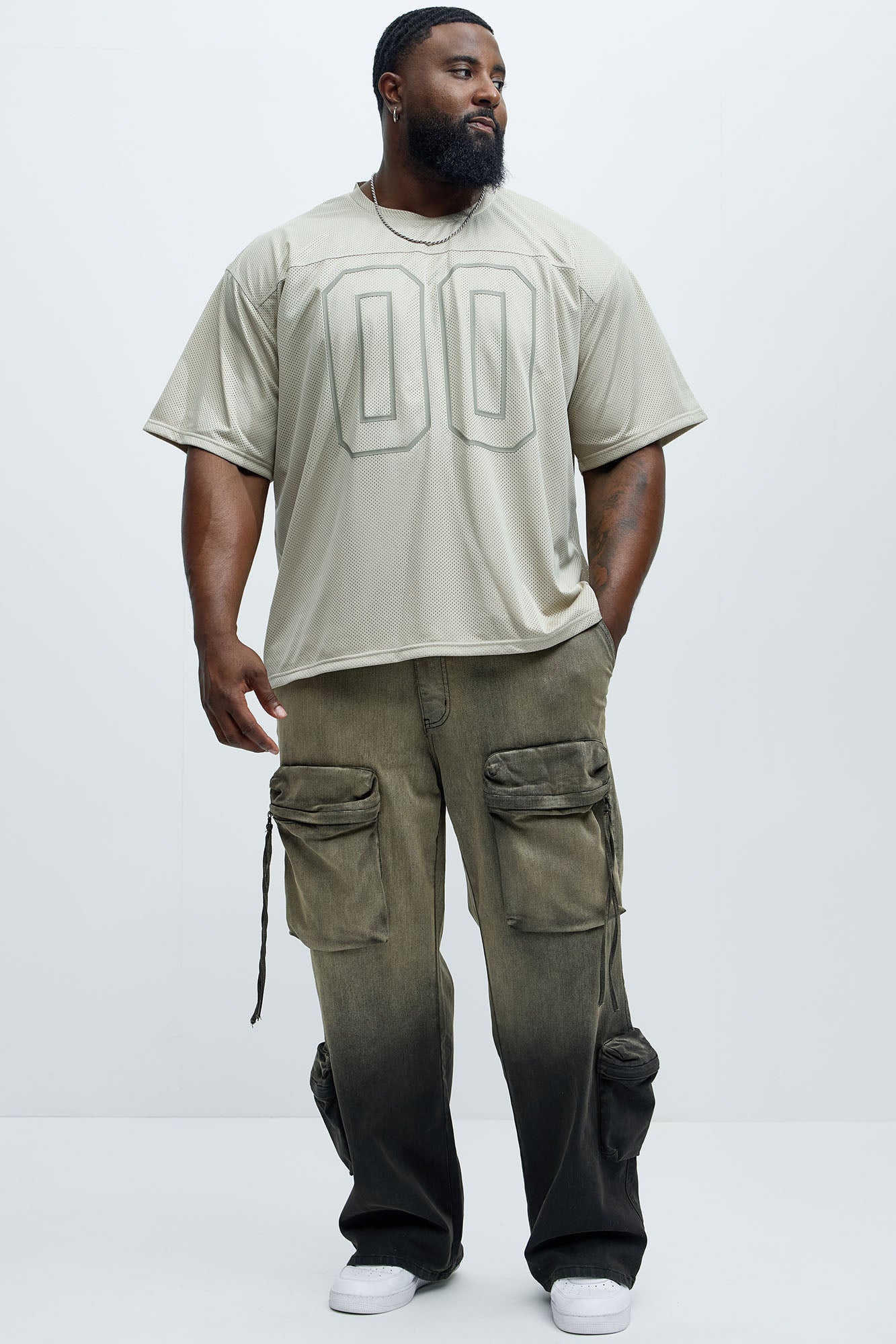 Mesh Boxy Football Short Sleeve Tee - Sand Fashion Nova