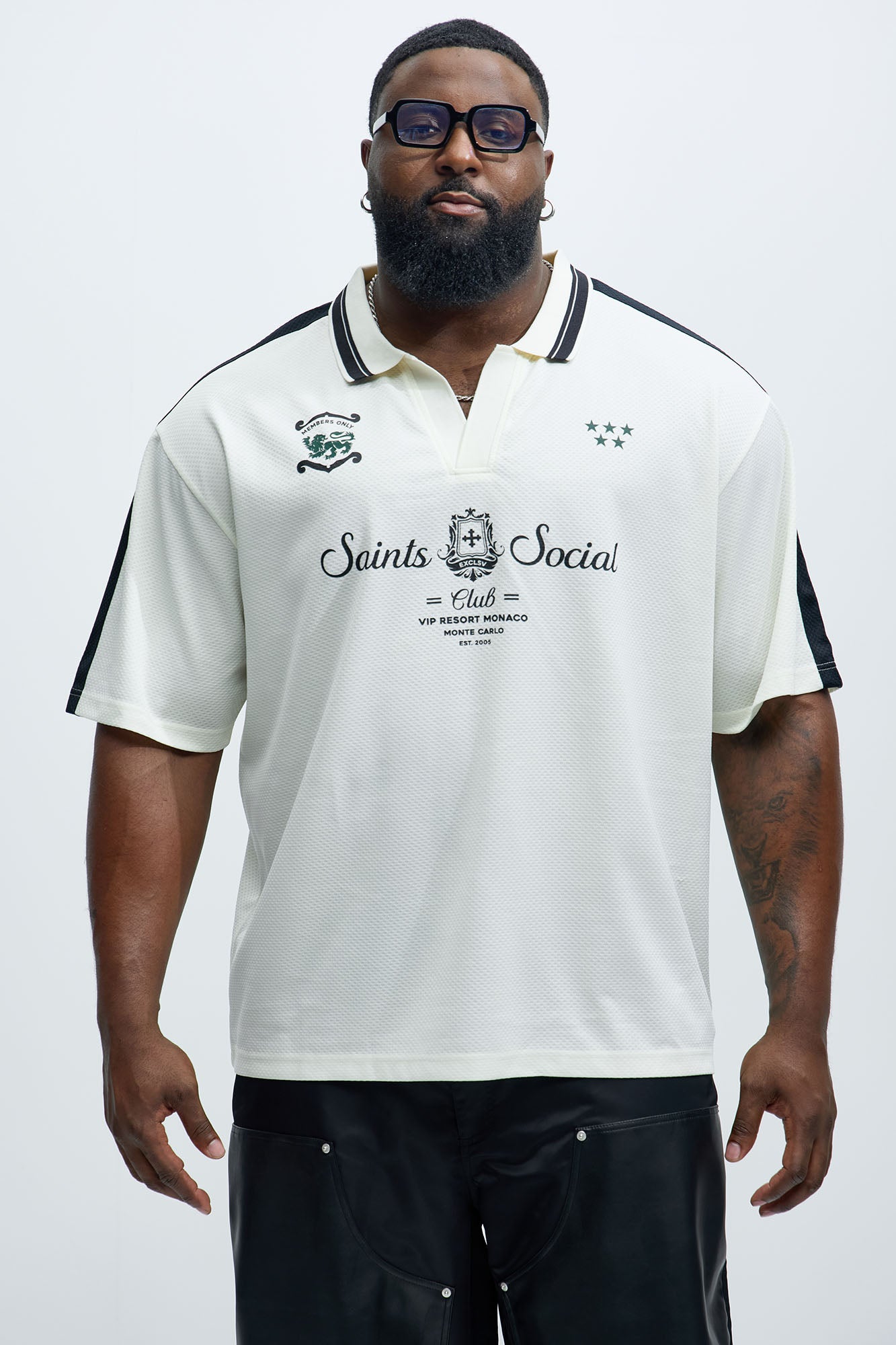 Saints Social Johnny Collar Soccer Jersey - Off White Fashion Nova