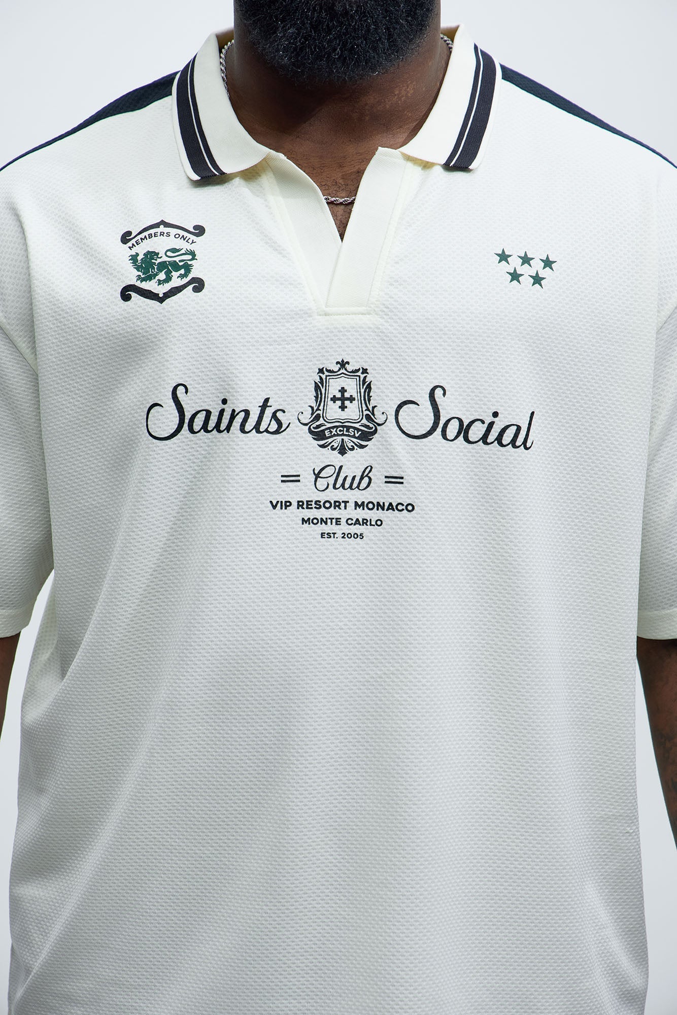 Saints Social Johnny Collar Soccer Jersey - Off White Fashion Nova