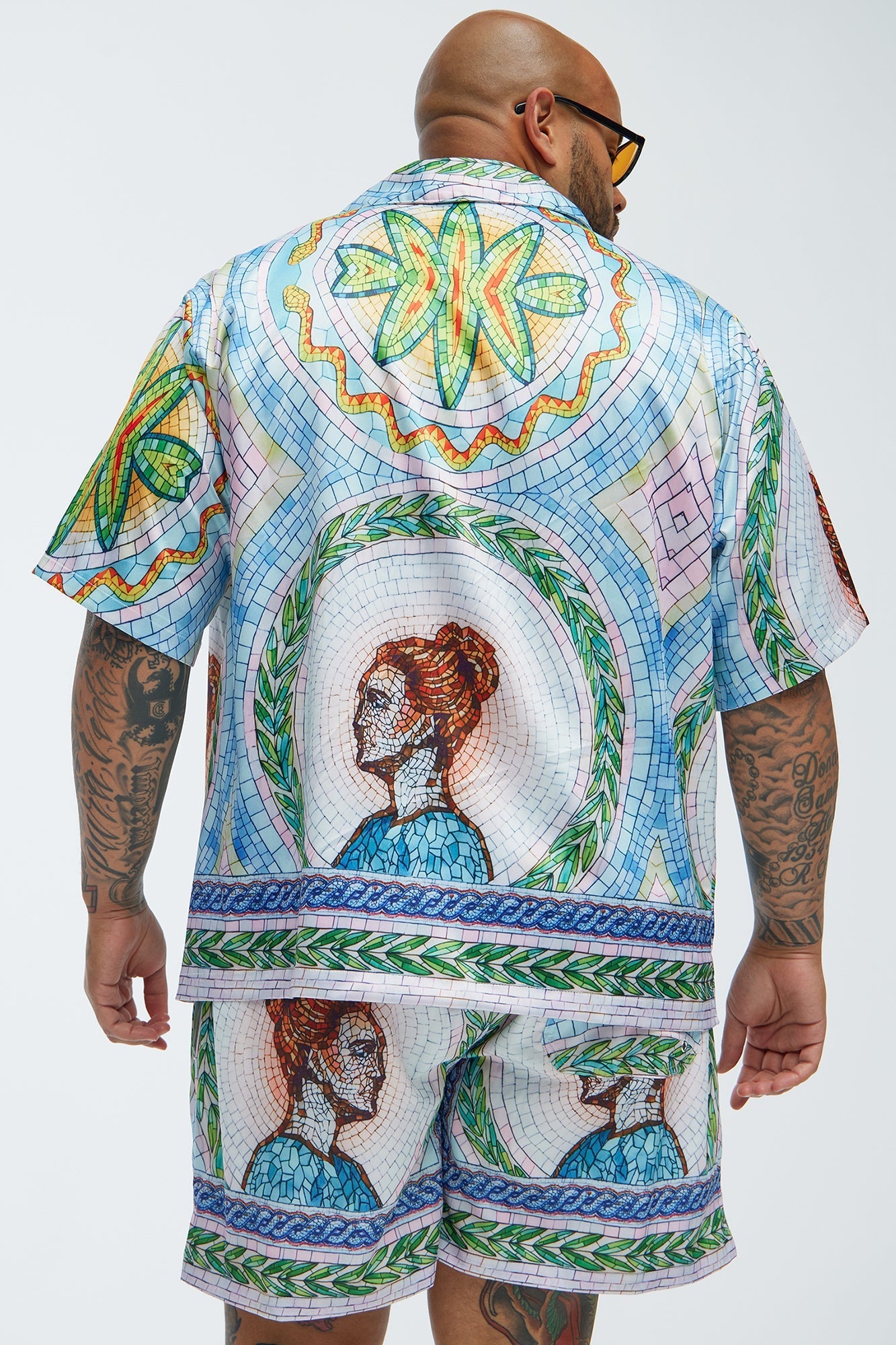 Atherton Mosaic Shirt - Blue/combo Fashion Nova
