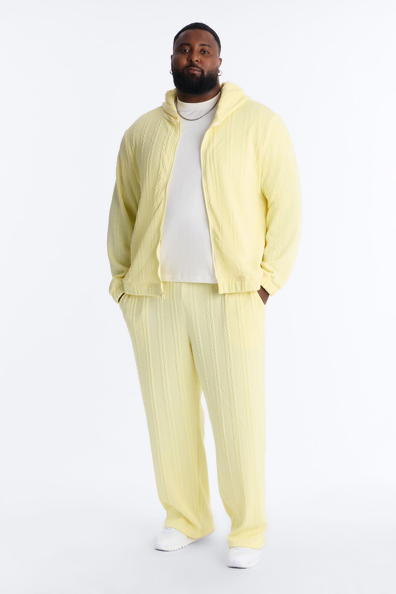 Baggy Textured Cozy Braided Pant - Butter Yellow Fashion Nova