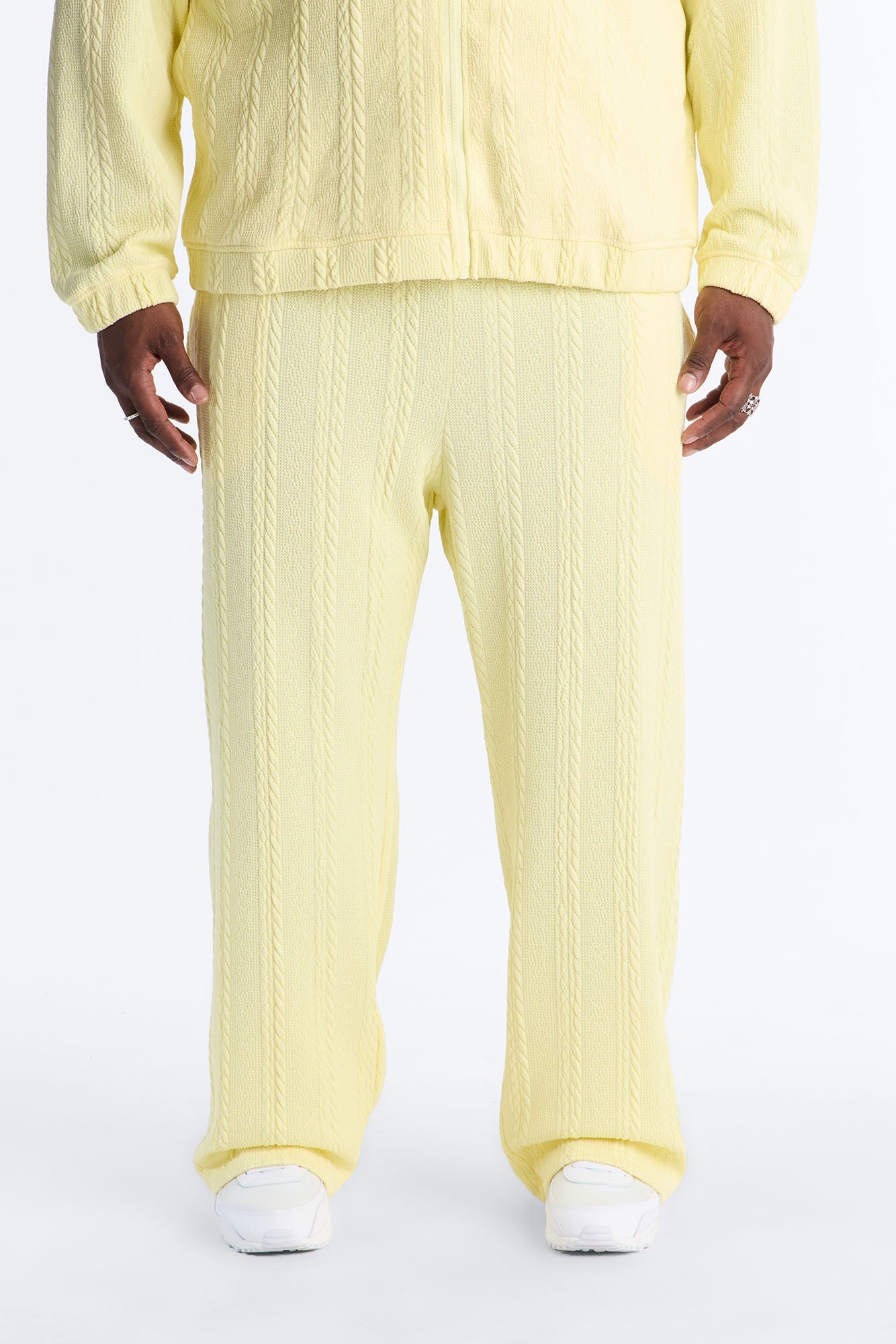 Baggy Textured Cozy Braided Pant - Butter Yellow Fashion Nova