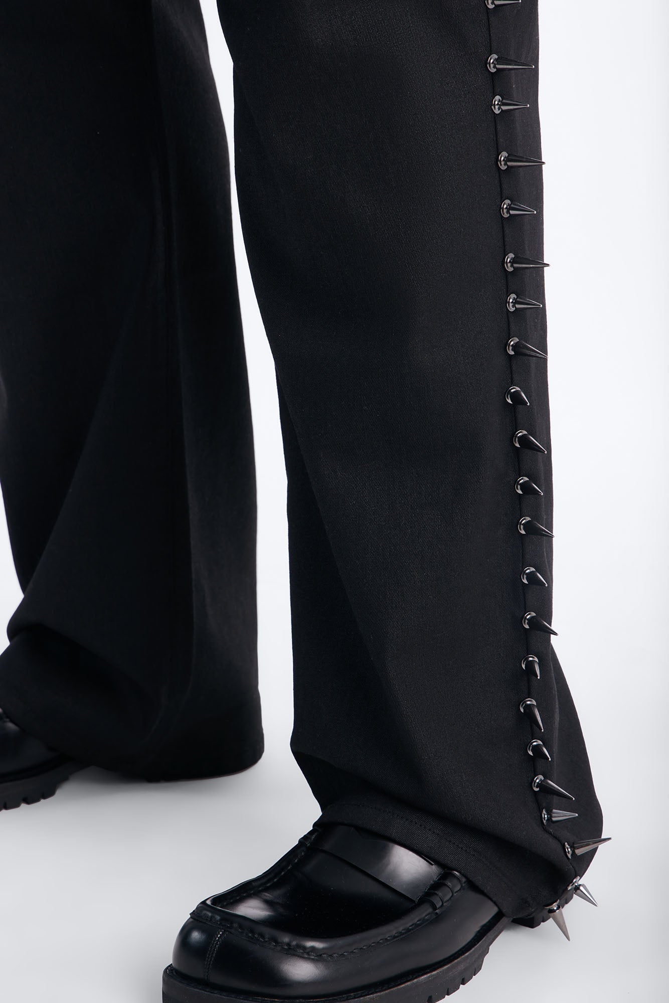 Stacked Slim Flare Waxed Cyber Spike Jean - Black Fashion Nova