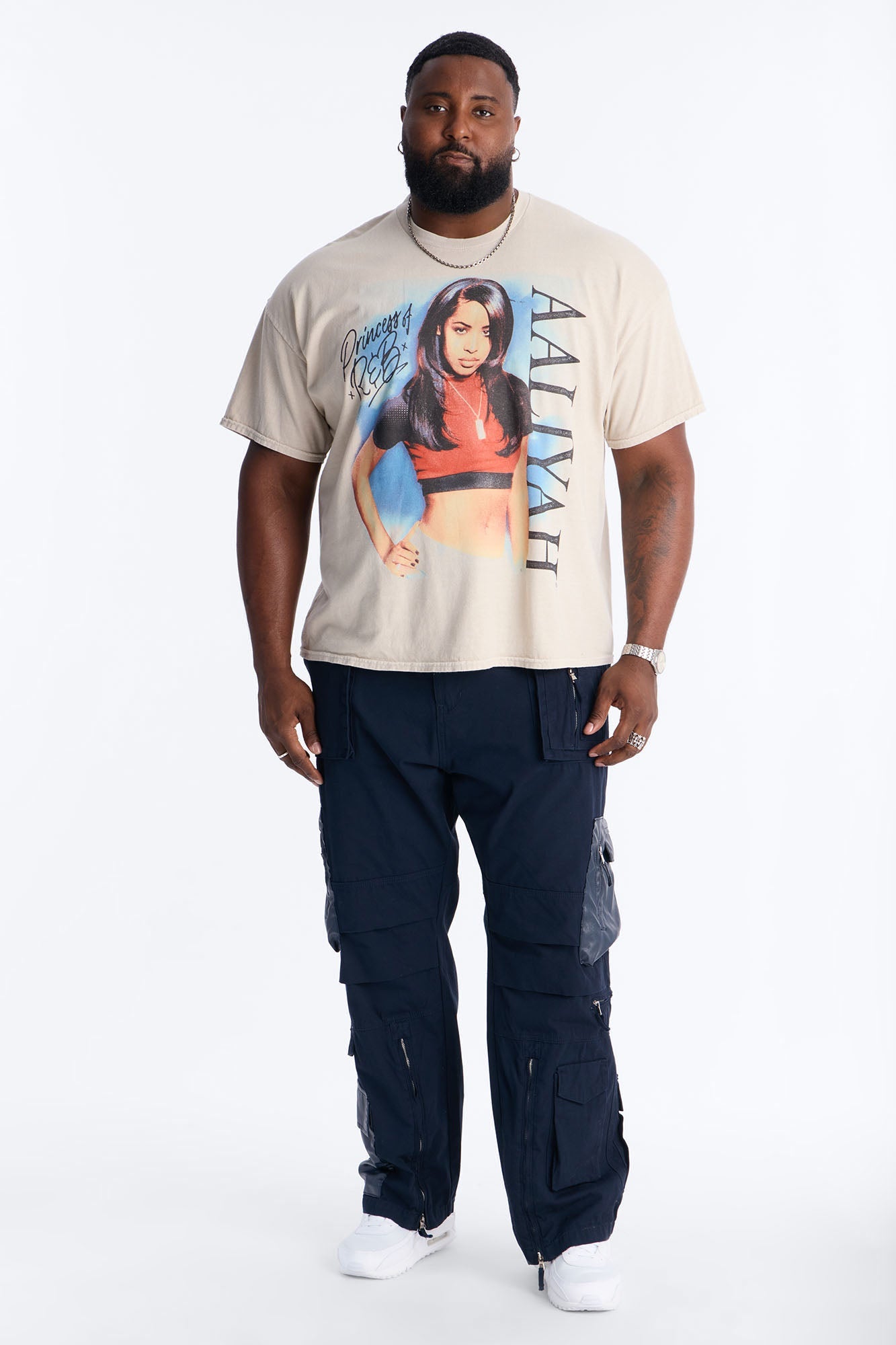 Aaliyah Princess Of R&B Short Sleeve Tee - Taupe Fashion Nova