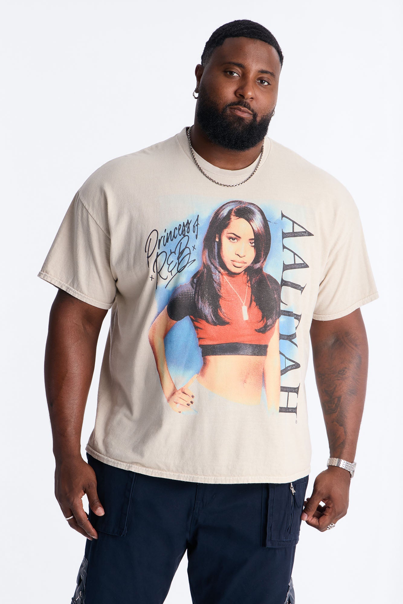 Aaliyah Princess Of R&B Short Sleeve Tee - Taupe Fashion Nova