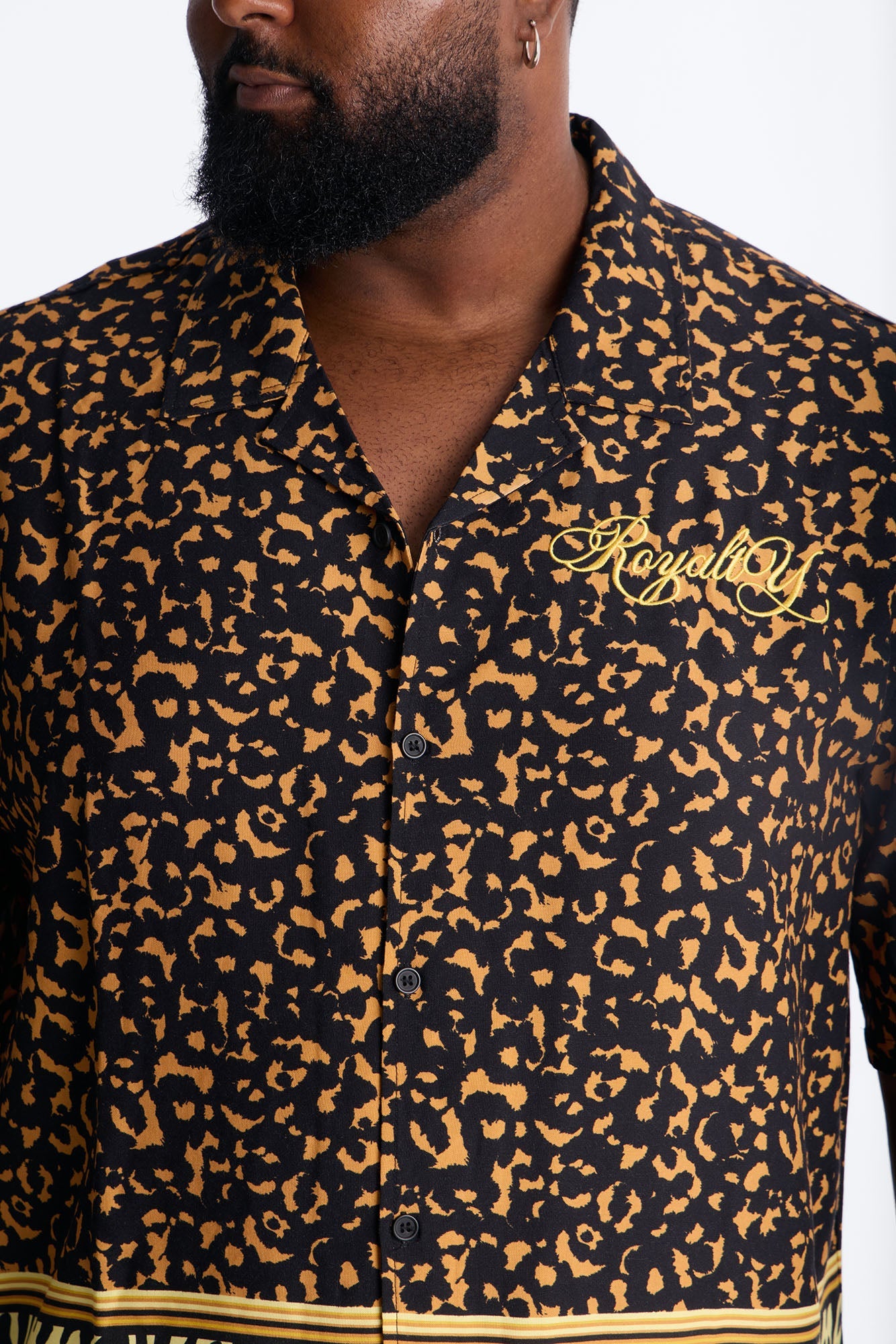 Animal Instincts Paneled Cuban Collar Short Sleeve Shirt - Leopard Fashion Nova