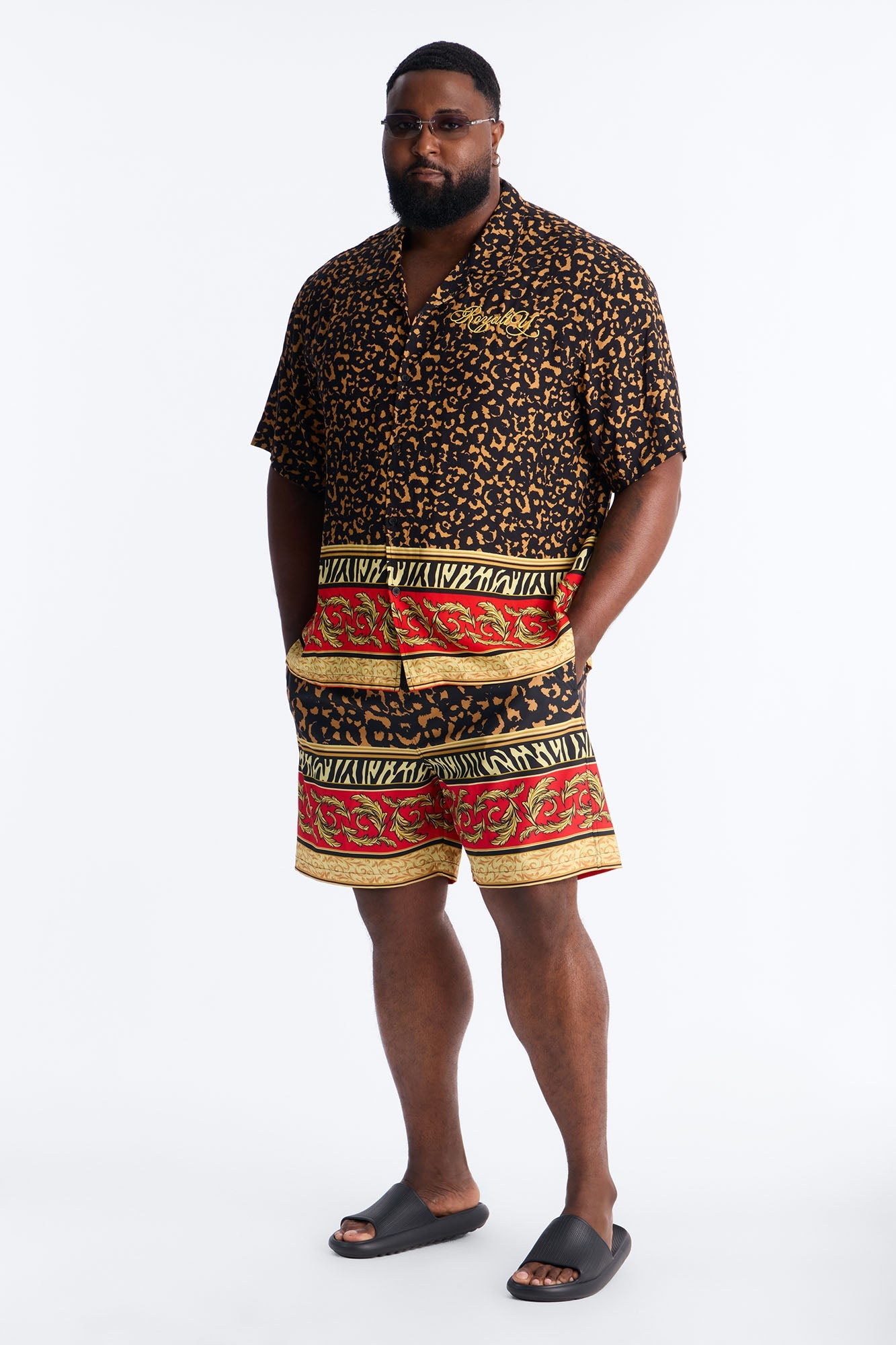 Animal Instincts Paneled Swim Trunk 7″ - Leopard Fashion Nova