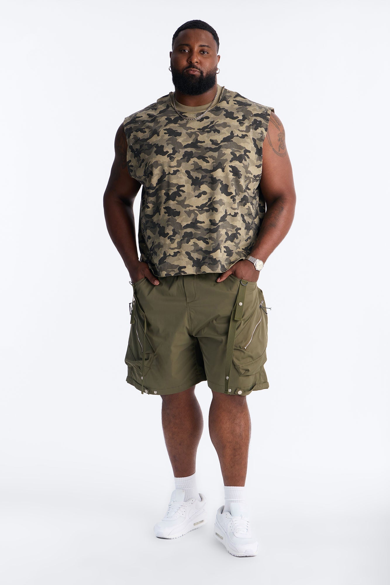Relaxed Pearson Gates Multi Straps Utility Short - Olive Fashion Nova