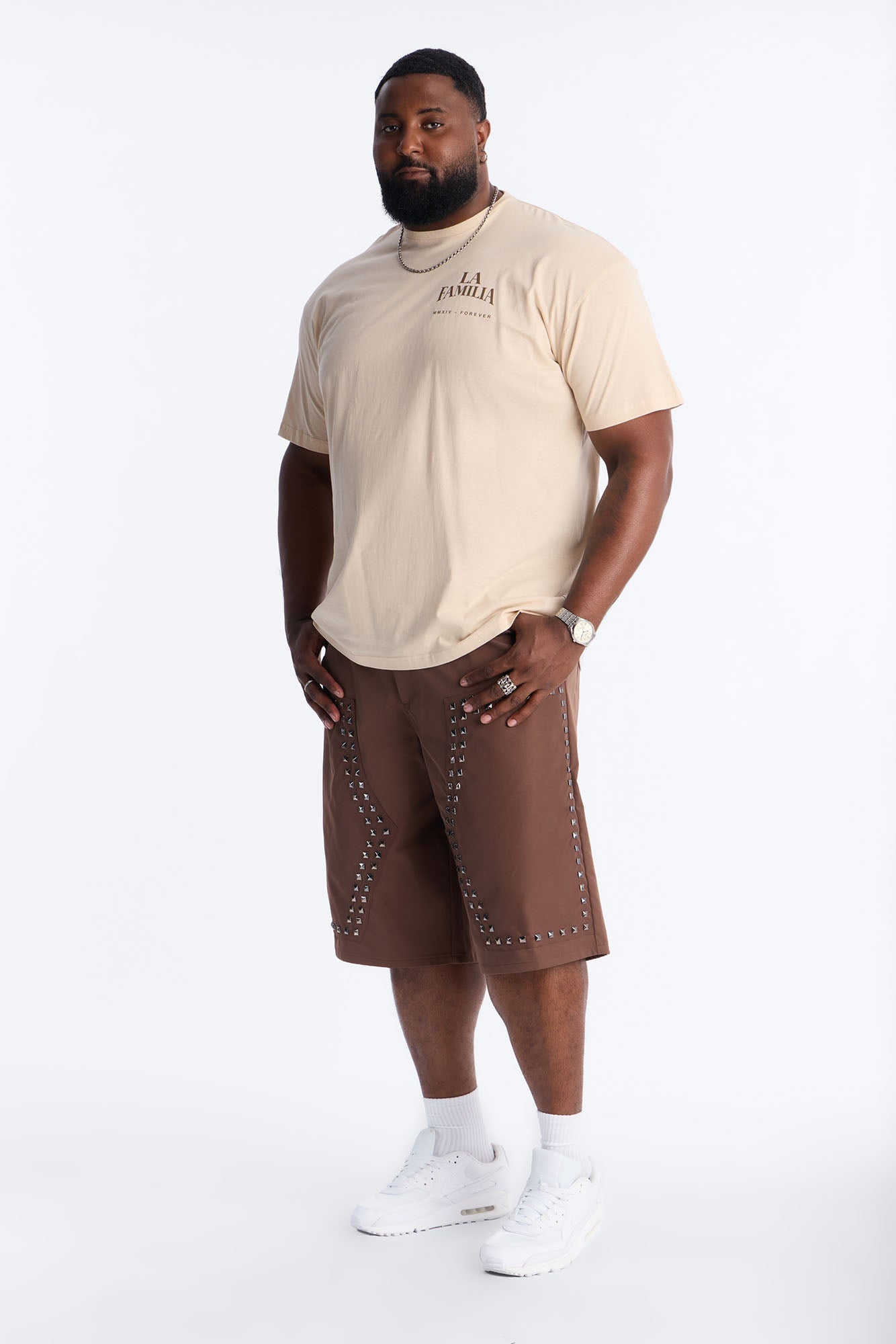 Baggy Silver Springs Studded Short - Brown Fashion Nova